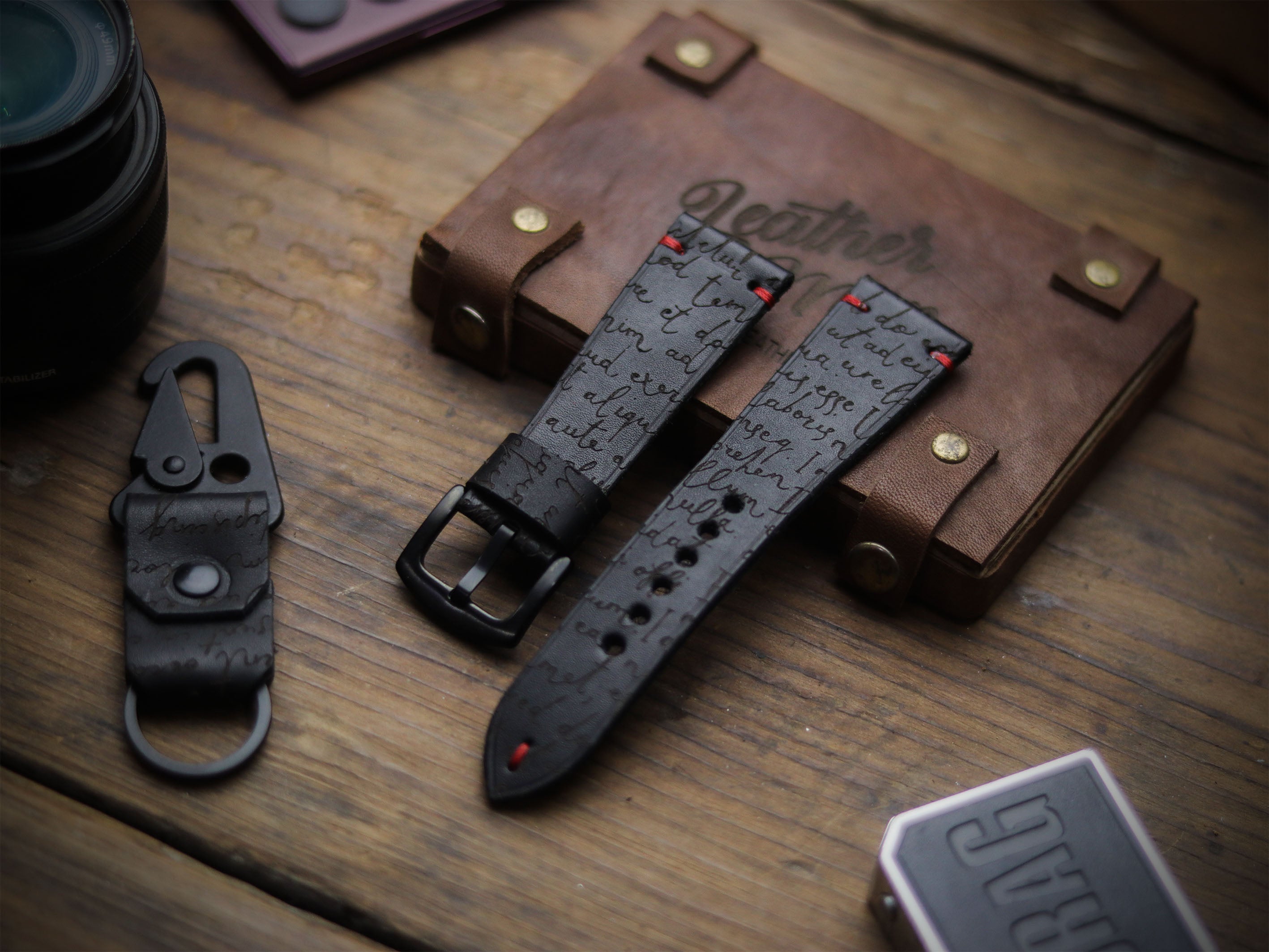 E3 ENGRAVED HAND-CRAFTED QUICK PINS STRAPS - PHANTOM BLACK