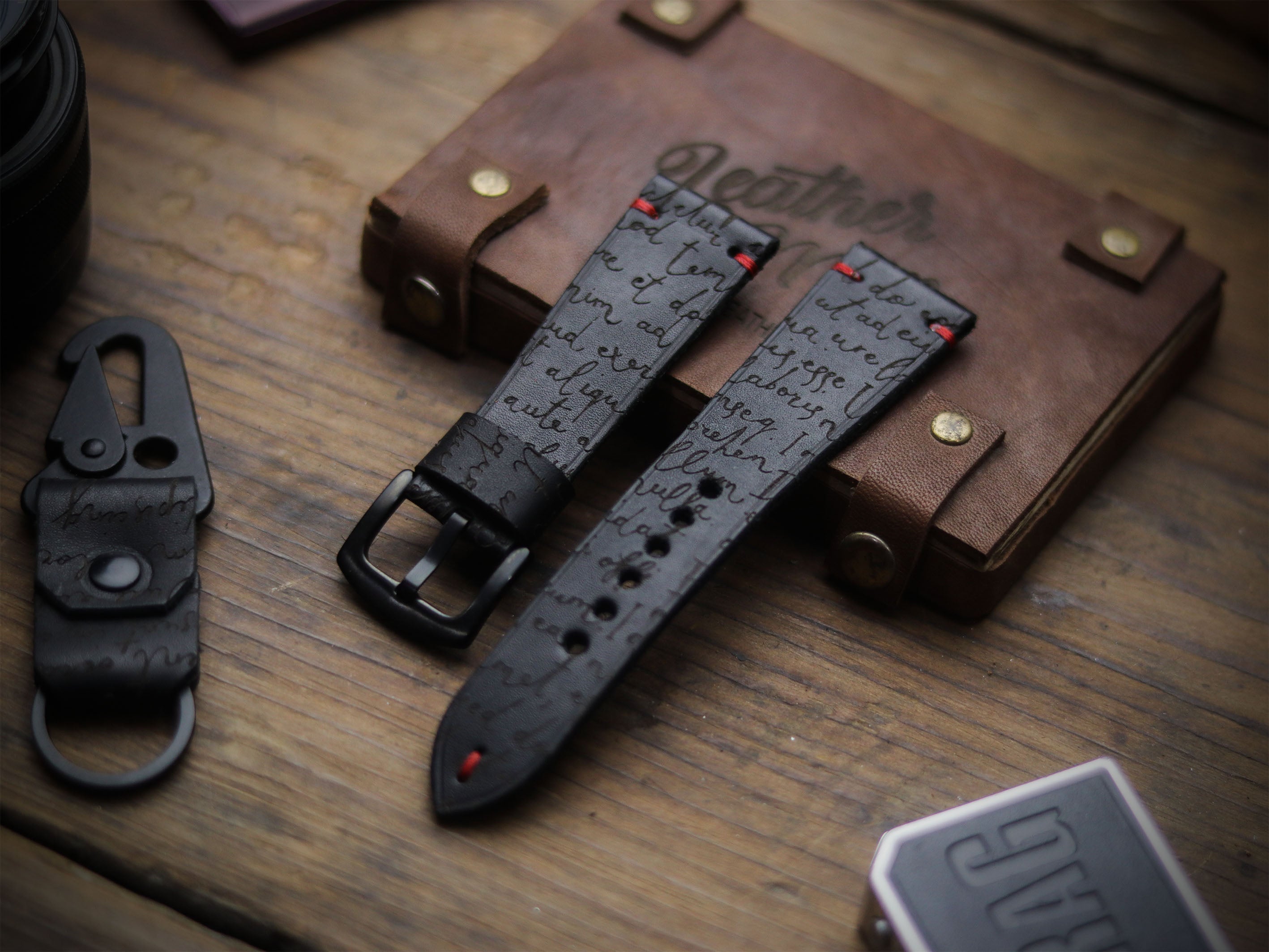 E3 ENGRAVED HAND-CRAFTED QUICK PINS STRAPS - PHANTOM BLACK