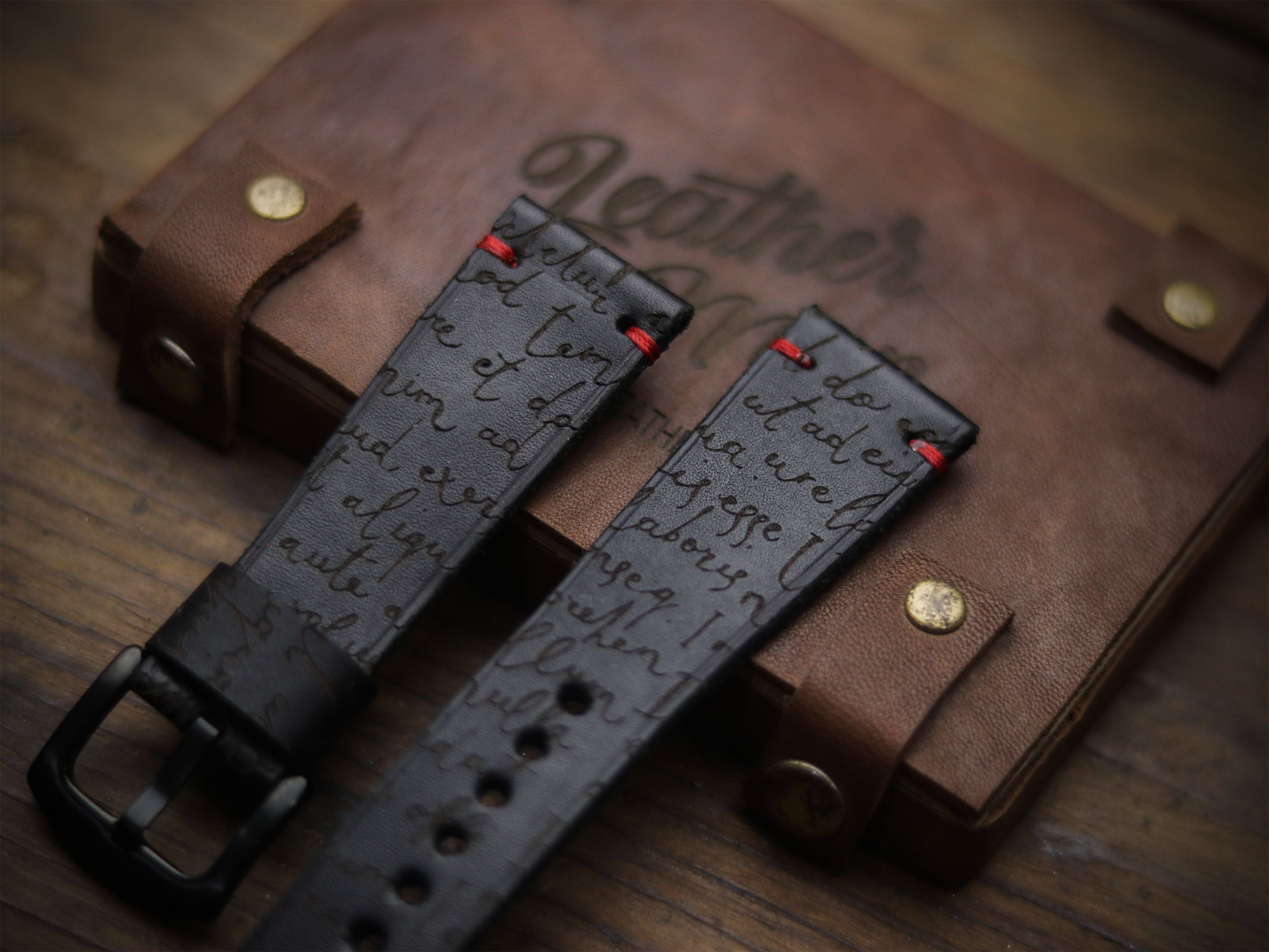 E3 ENGRAVED HAND-CRAFTED QUICK PINS STRAPS - PHANTOM BLACK