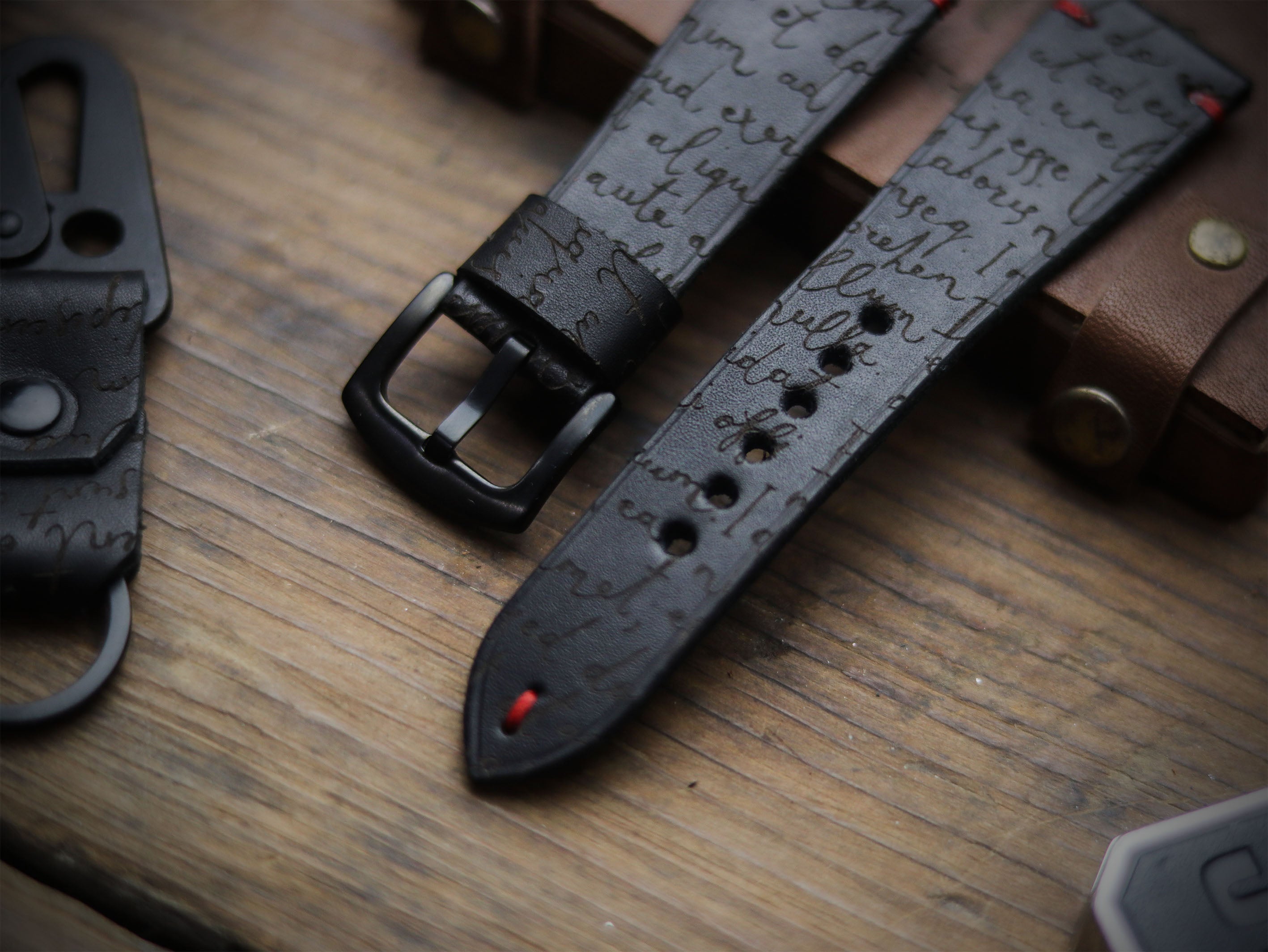 E3 ENGRAVED HAND-CRAFTED QUICK PINS STRAPS - PHANTOM BLACK