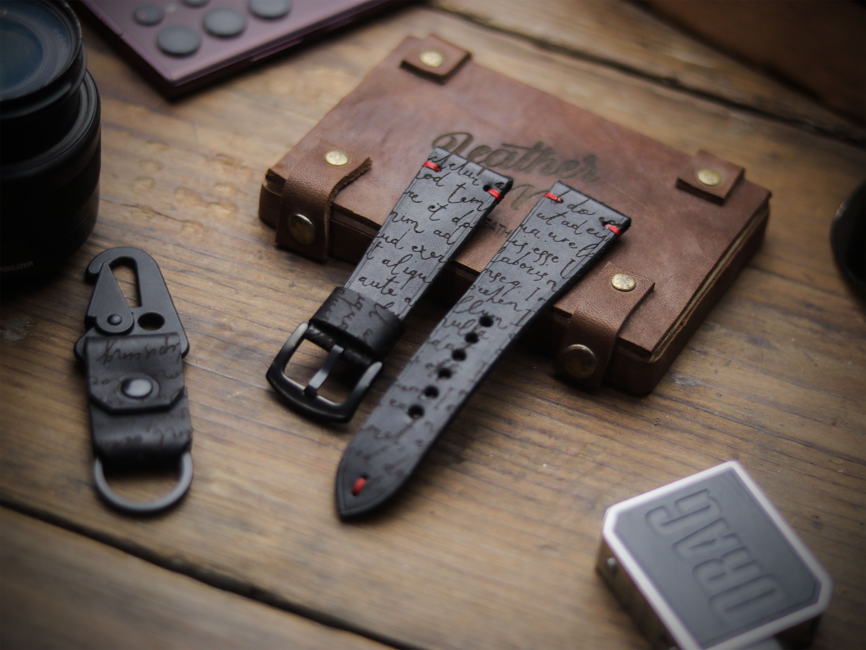 E3 ENGRAVED HAND-CRAFTED QUICK PINS STRAPS - PHANTOM BLACK