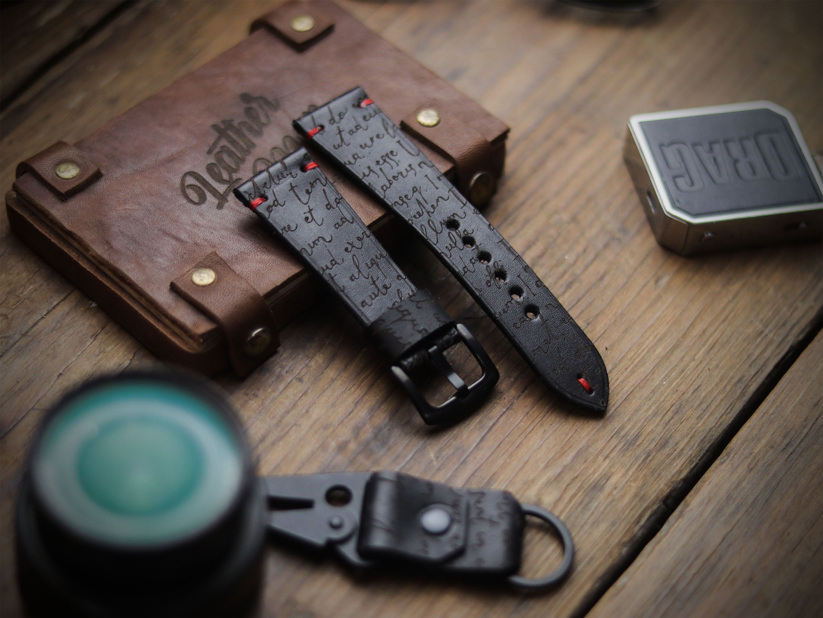 E3 ENGRAVED HAND-CRAFTED QUICK PINS STRAPS - PHANTOM BLACK