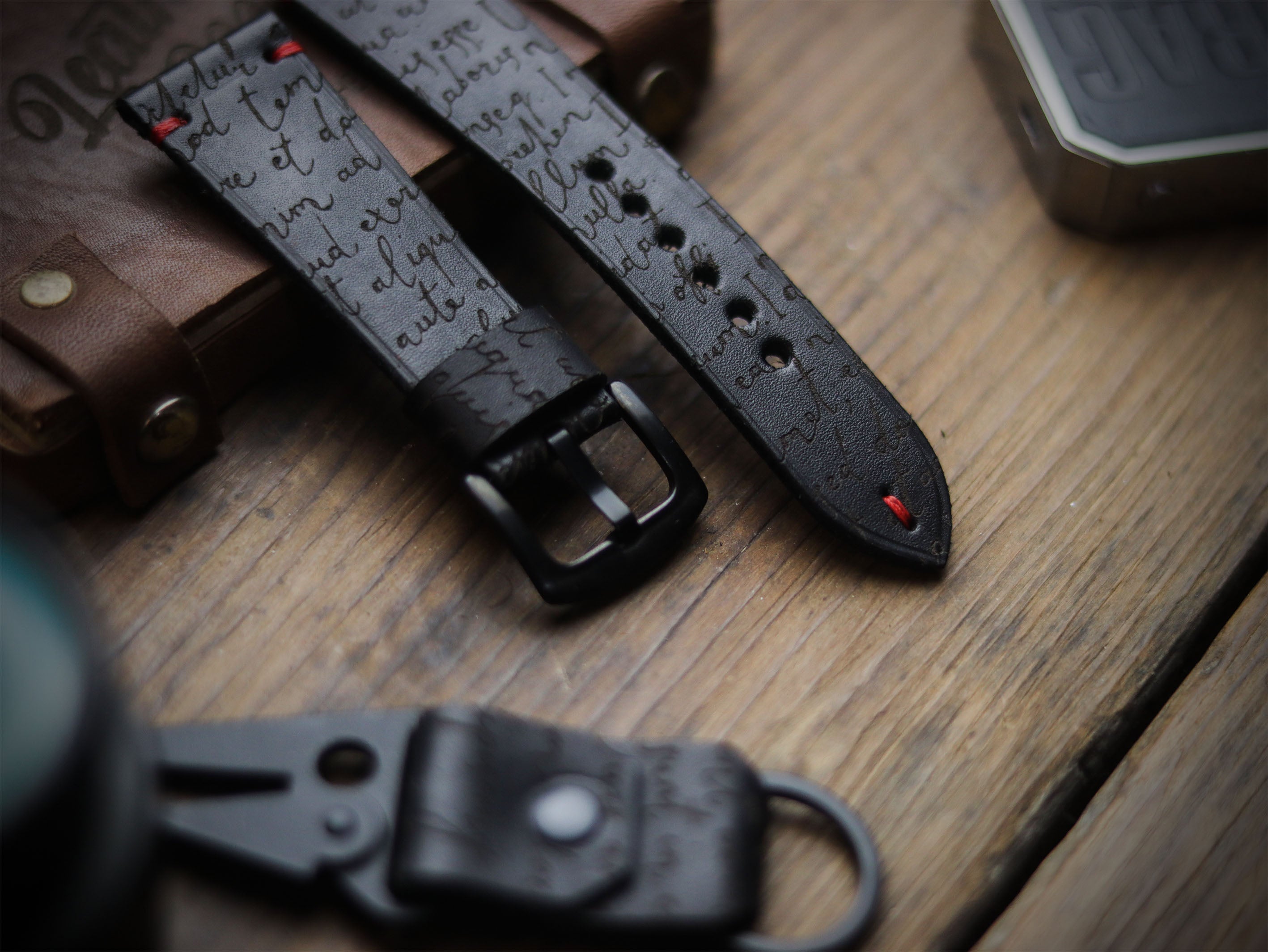 E3 ENGRAVED HAND-CRAFTED QUICK PINS STRAPS - PHANTOM BLACK