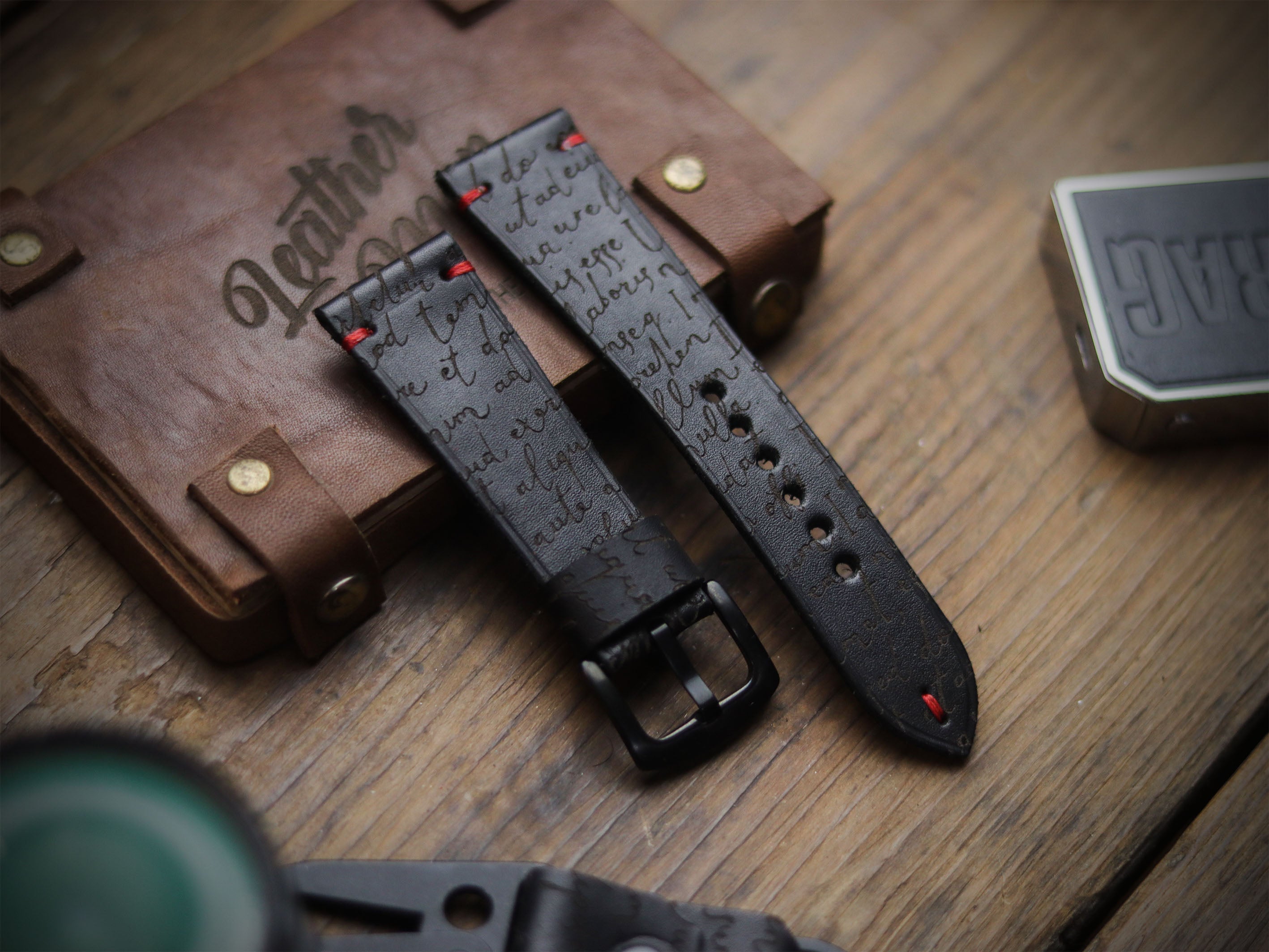 E3 ENGRAVED HAND-CRAFTED QUICK PINS STRAPS - PHANTOM BLACK