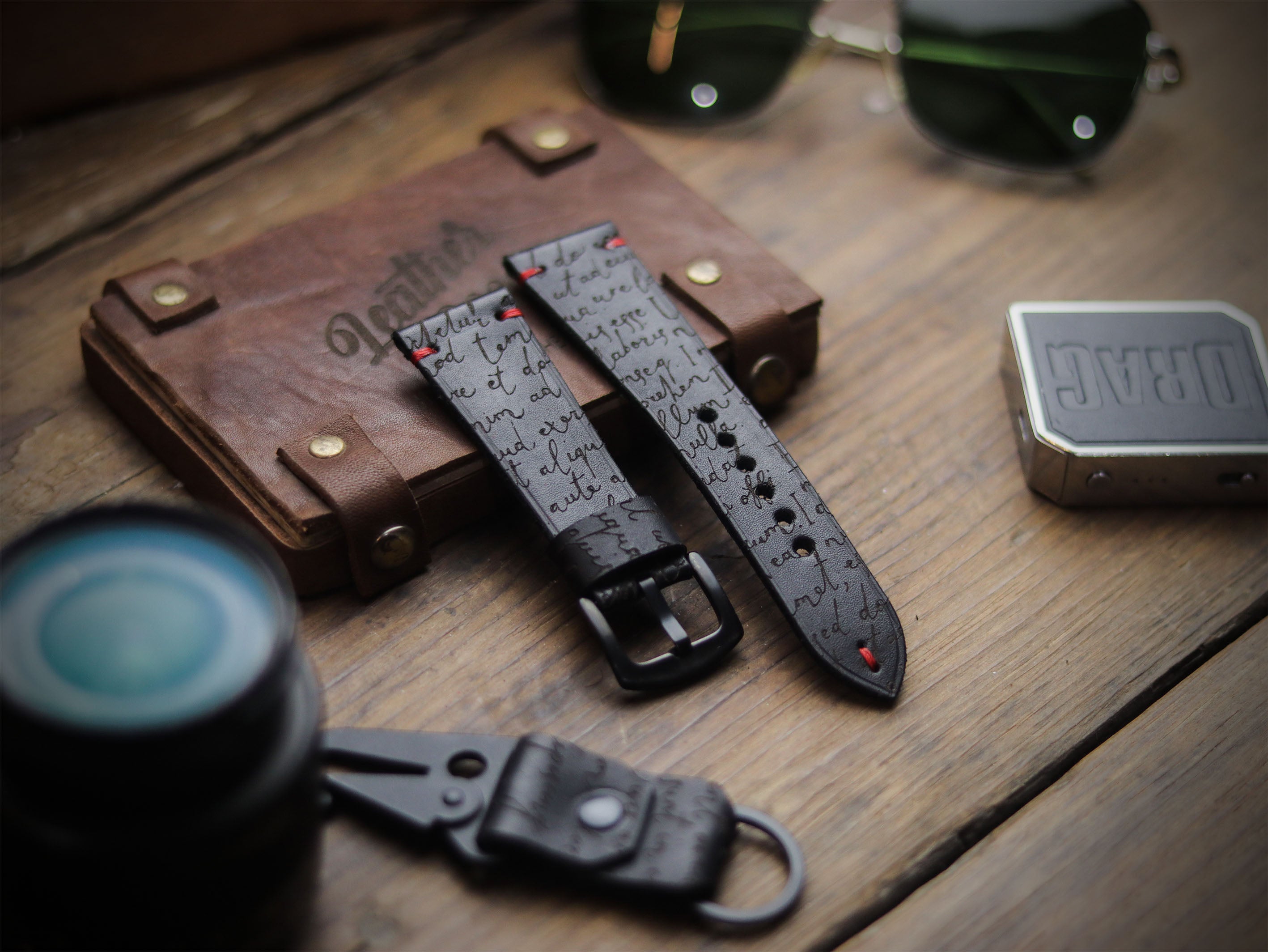E3 ENGRAVED HAND-CRAFTED QUICK PINS STRAPS - PHANTOM BLACK