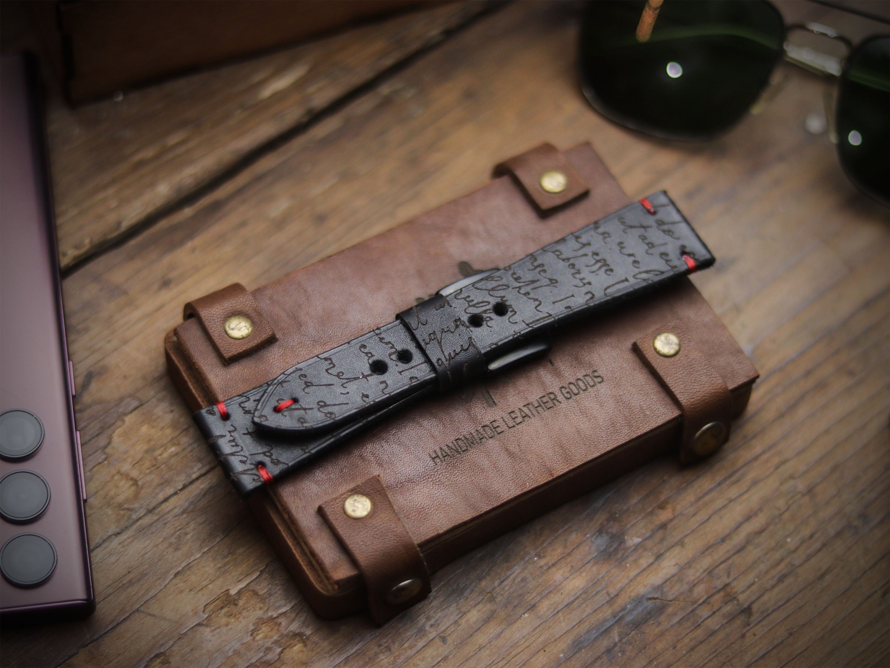E3 ENGRAVED HAND-CRAFTED QUICK PINS STRAPS - PHANTOM BLACK
