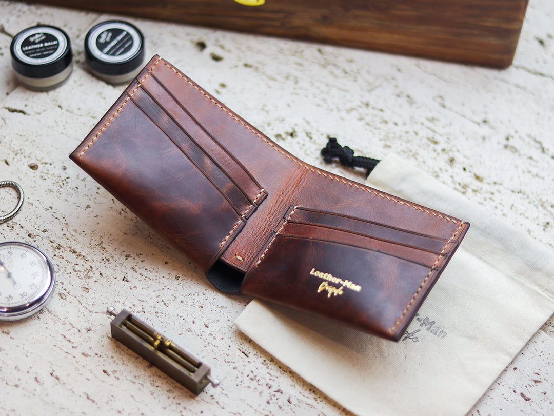 ATTICUS - Whisky Brown Veg Tan Waxed Pull Up Leather