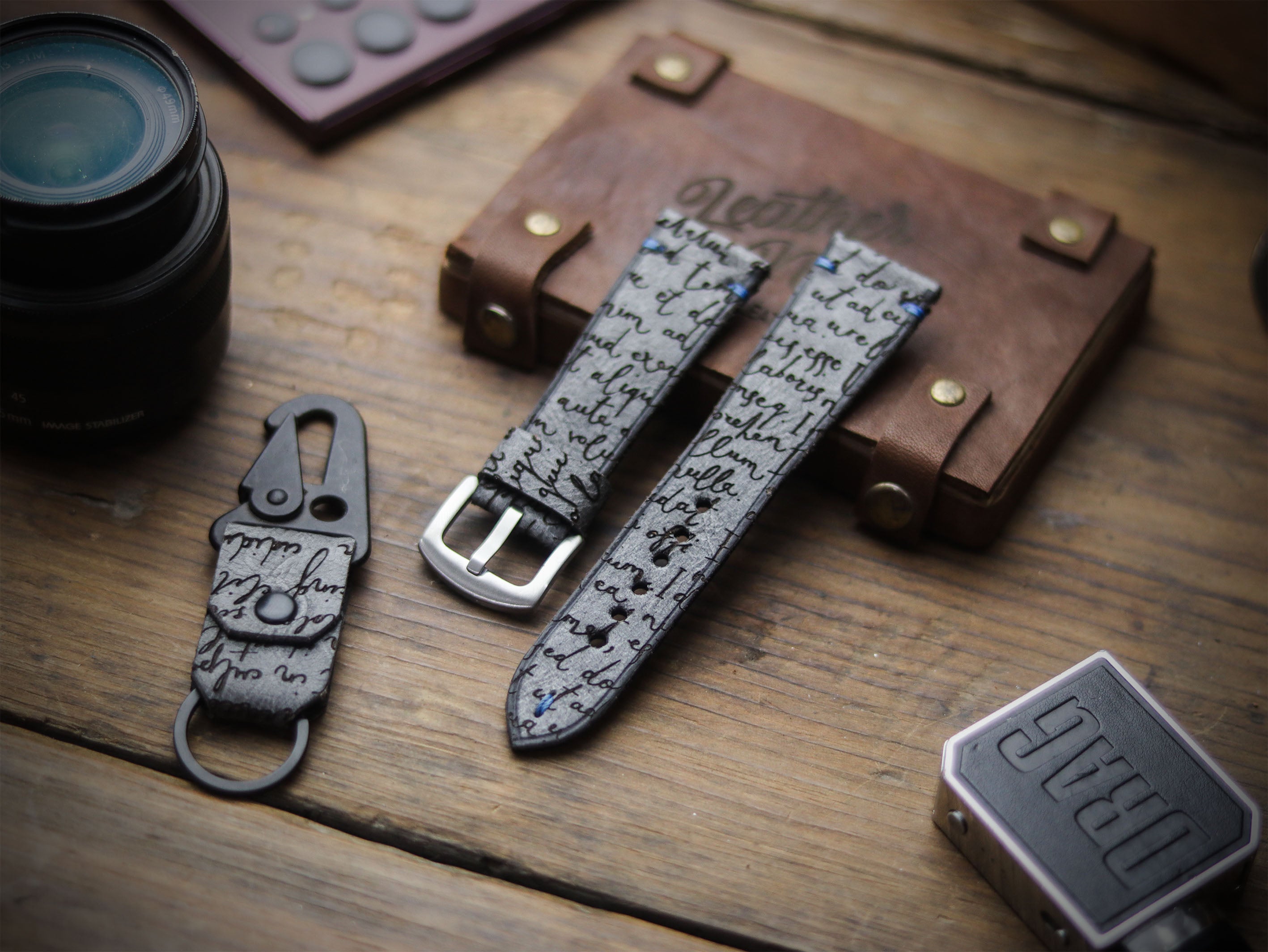 E3 ENGRAVED HAND-CRAFTED QUICK PINS STRAPS - STONE BLUE