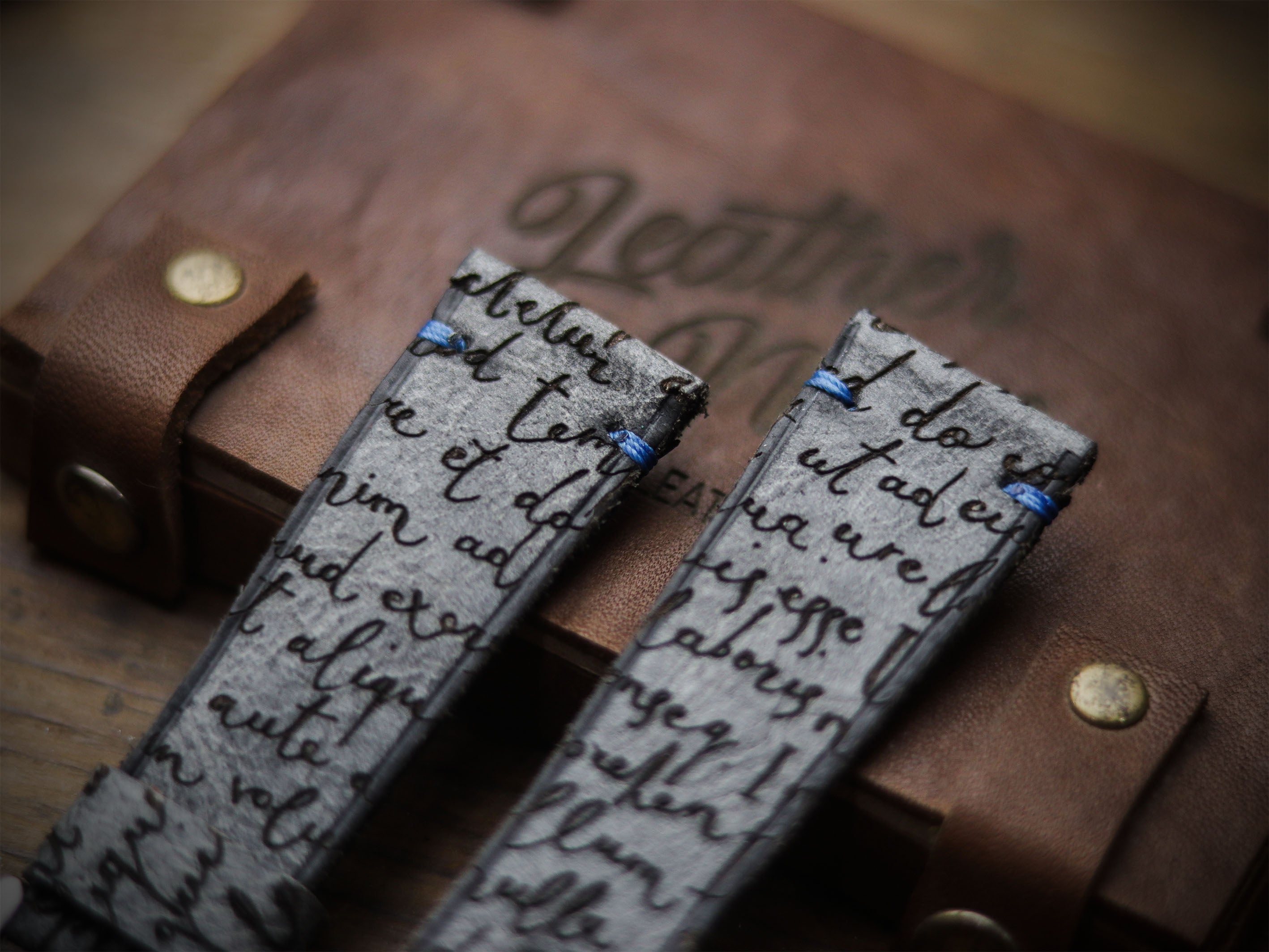 E3 ENGRAVED HAND-CRAFTED QUICK PINS STRAPS - STONE BLUE