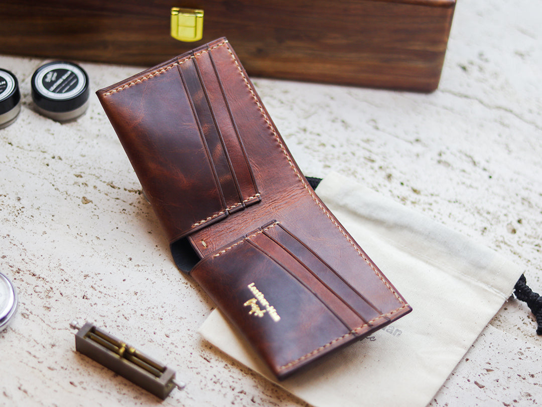 ATTICUS - Whisky Brown Veg Tan Waxed Pull Up Leather