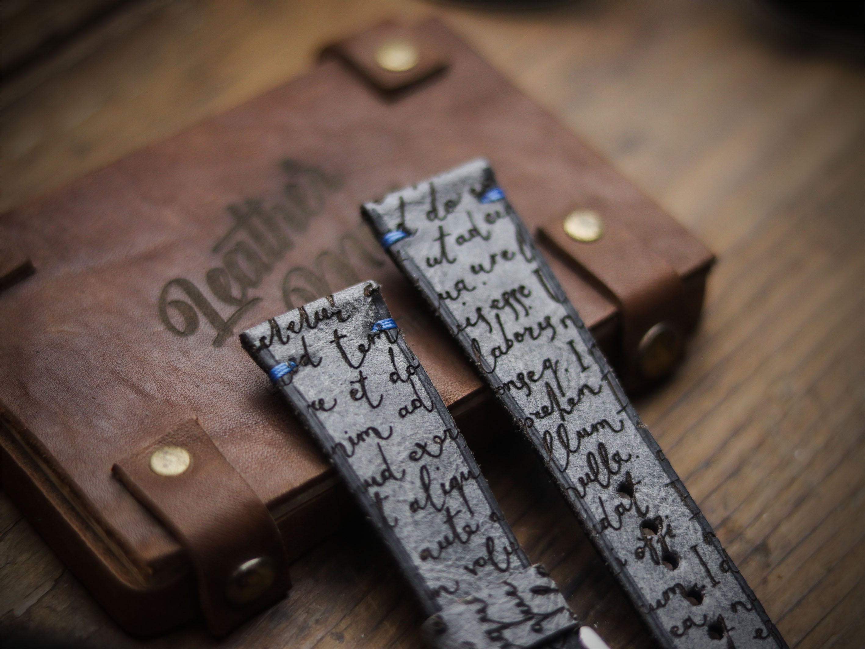 E3 ENGRAVED HAND-CRAFTED QUICK PINS STRAPS - STONE BLUE