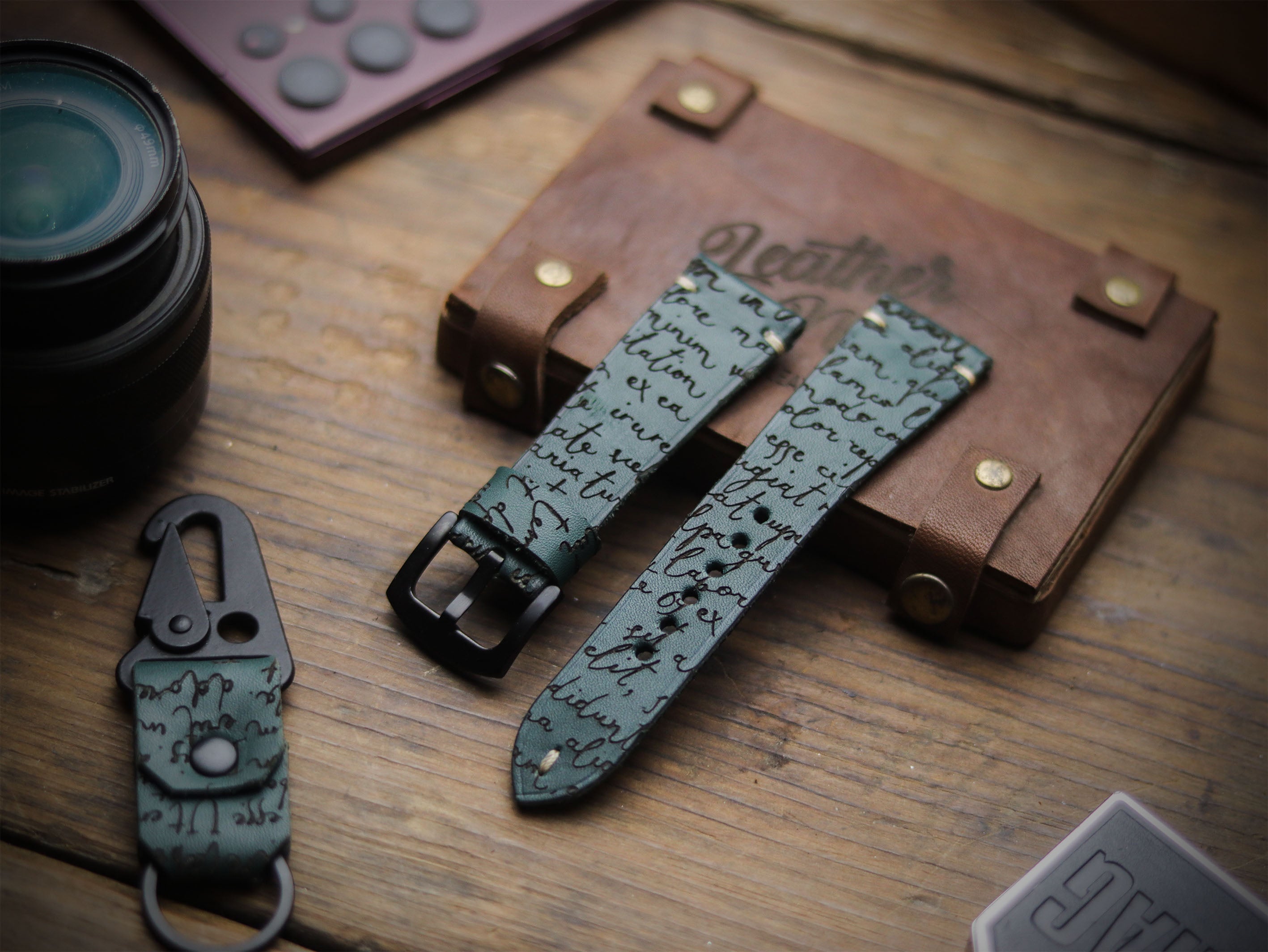 E3 ENGRAVED HAND-CRAFTED QUICK PINS STRAPS - SACRAMENTO GREEN