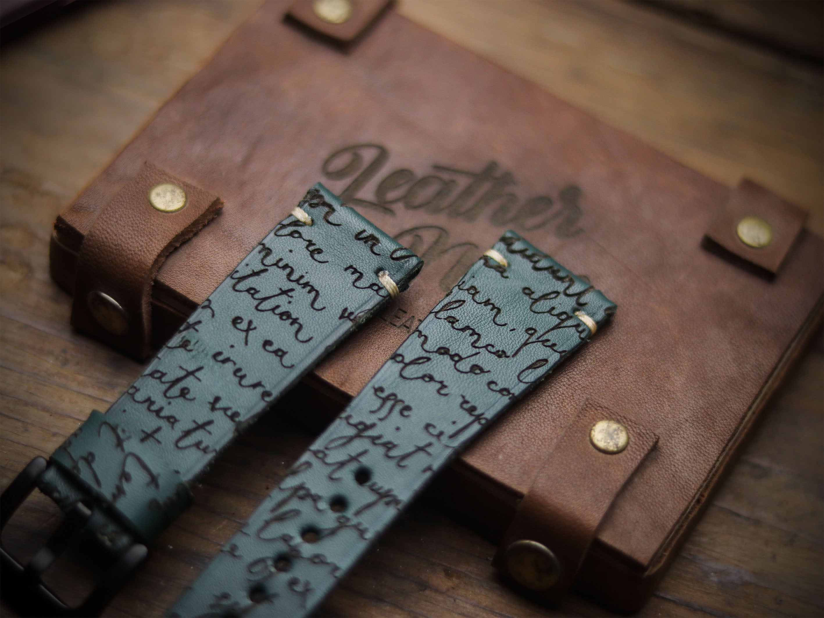 E3 ENGRAVED HAND-CRAFTED QUICK PINS STRAPS - SACRAMENTO GREEN