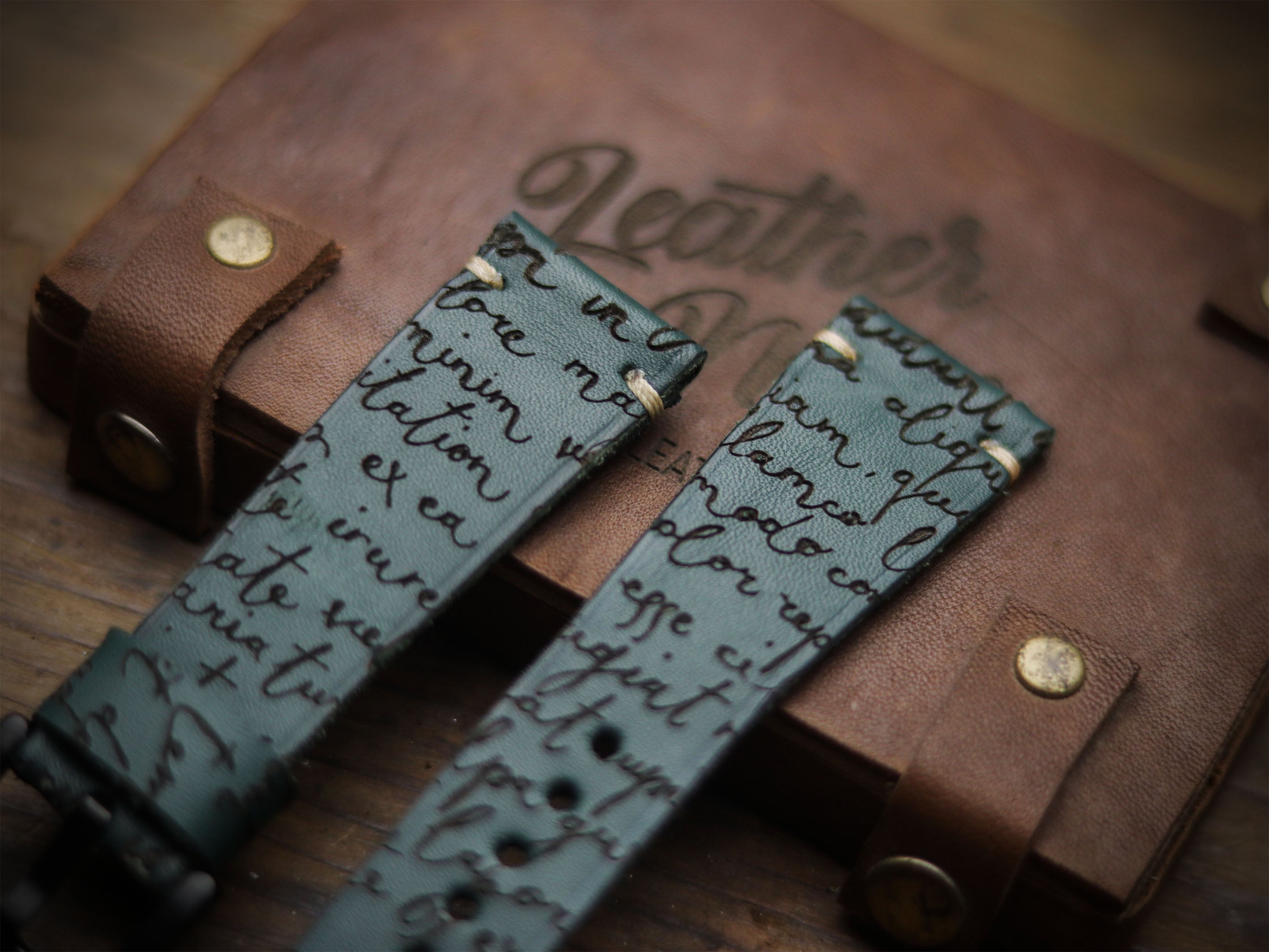 E3 ENGRAVED HAND-CRAFTED QUICK PINS STRAPS - SACRAMENTO GREEN