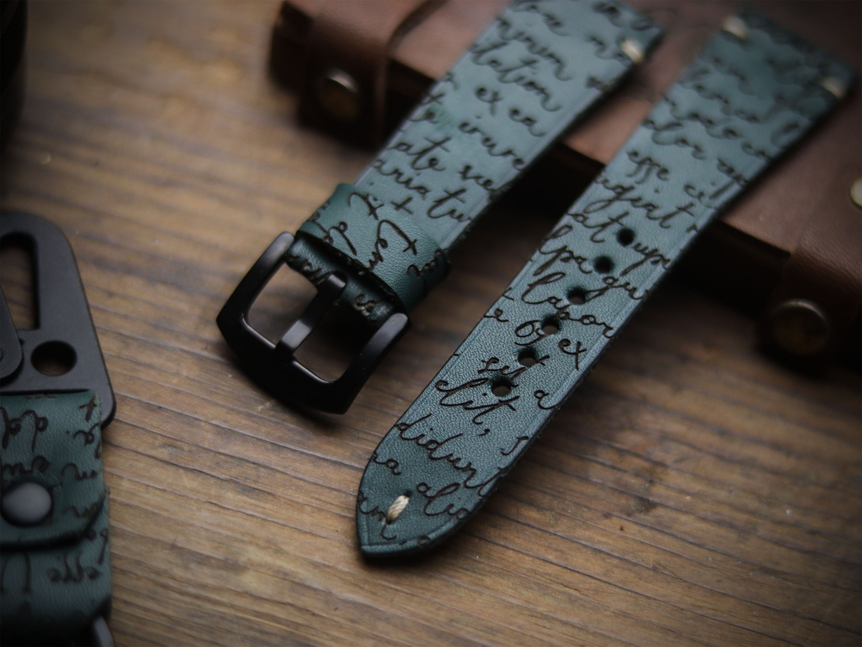 E3 ENGRAVED HAND-CRAFTED QUICK PINS STRAPS - SACRAMENTO GREEN