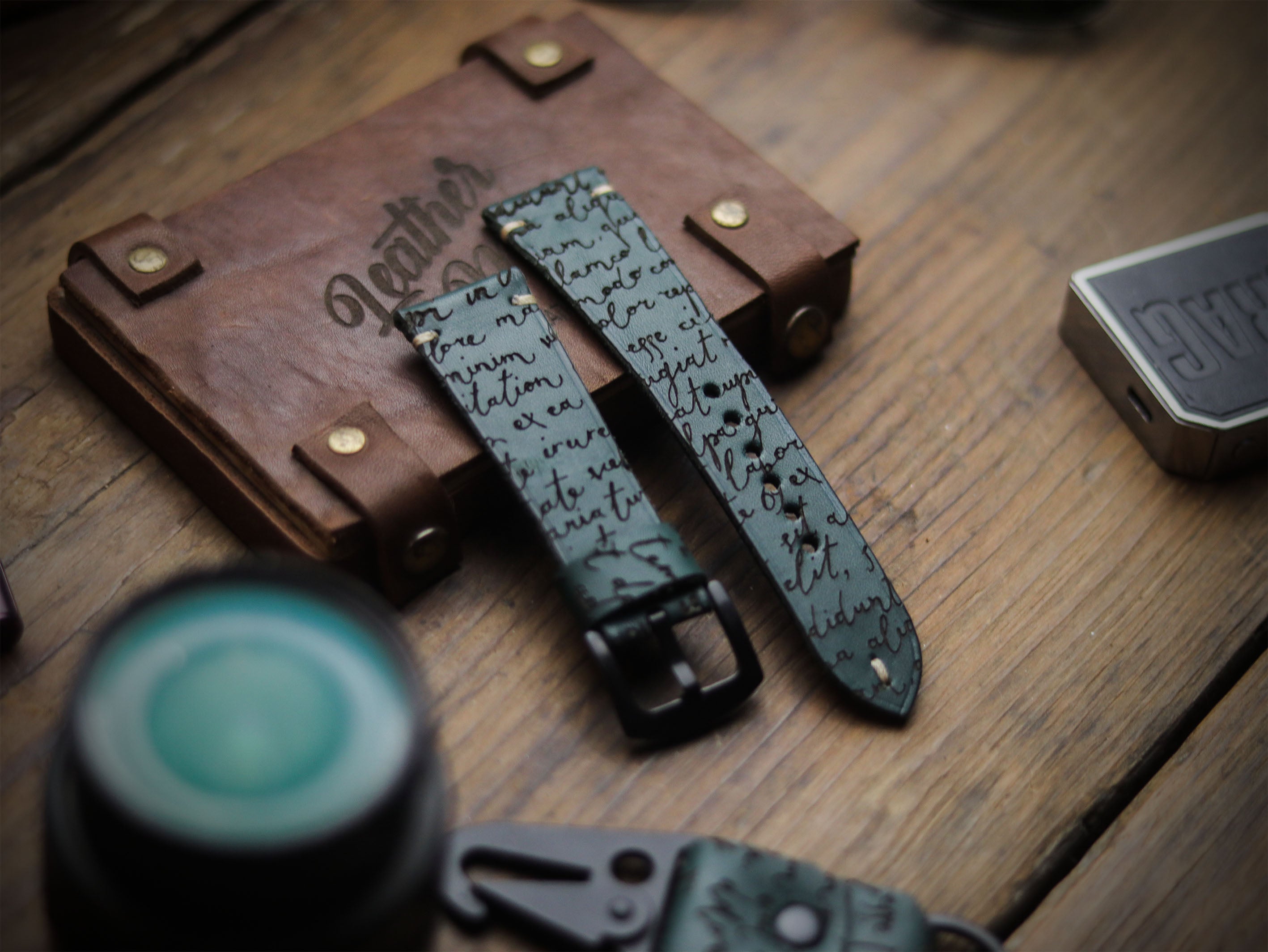 E3 ENGRAVED HAND-CRAFTED QUICK PINS STRAPS - SACRAMENTO GREEN