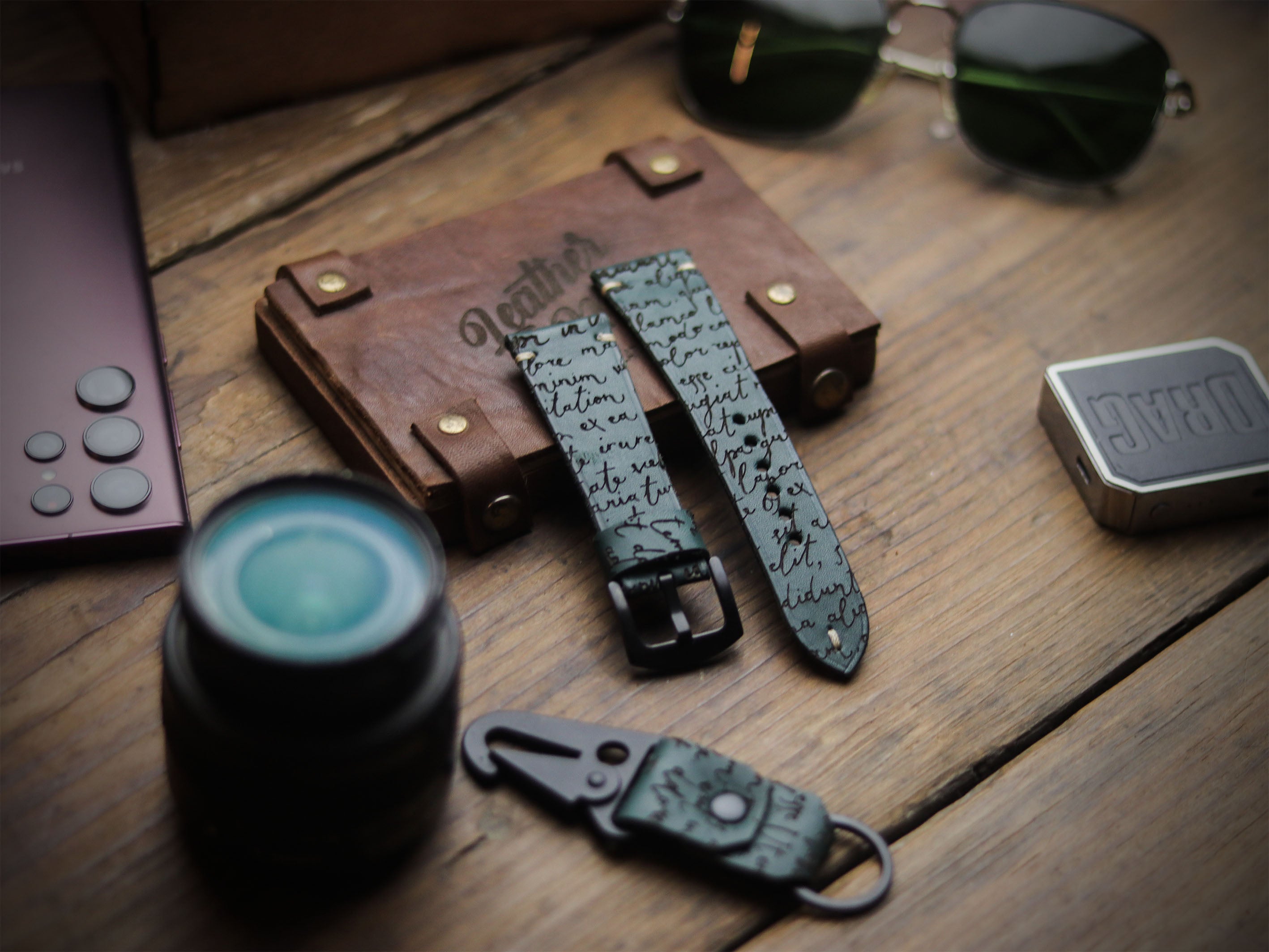 E3 ENGRAVED HAND-CRAFTED QUICK PINS STRAPS - SACRAMENTO GREEN