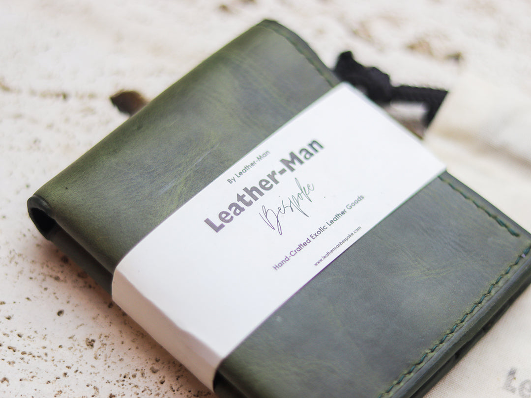 ATTICUS - Basil Green Veg Tan Waxed Pull Up Leather