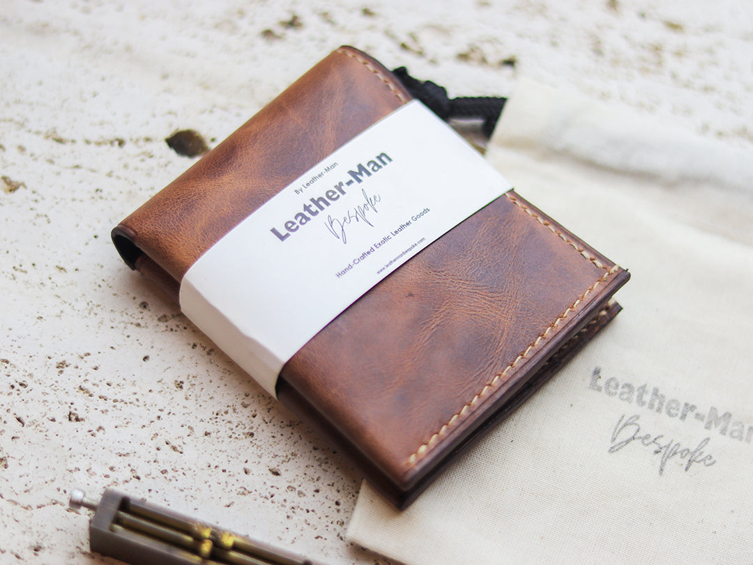ATTICUS - Rusty Brown Veg Tan Waxed Pull Up Leather