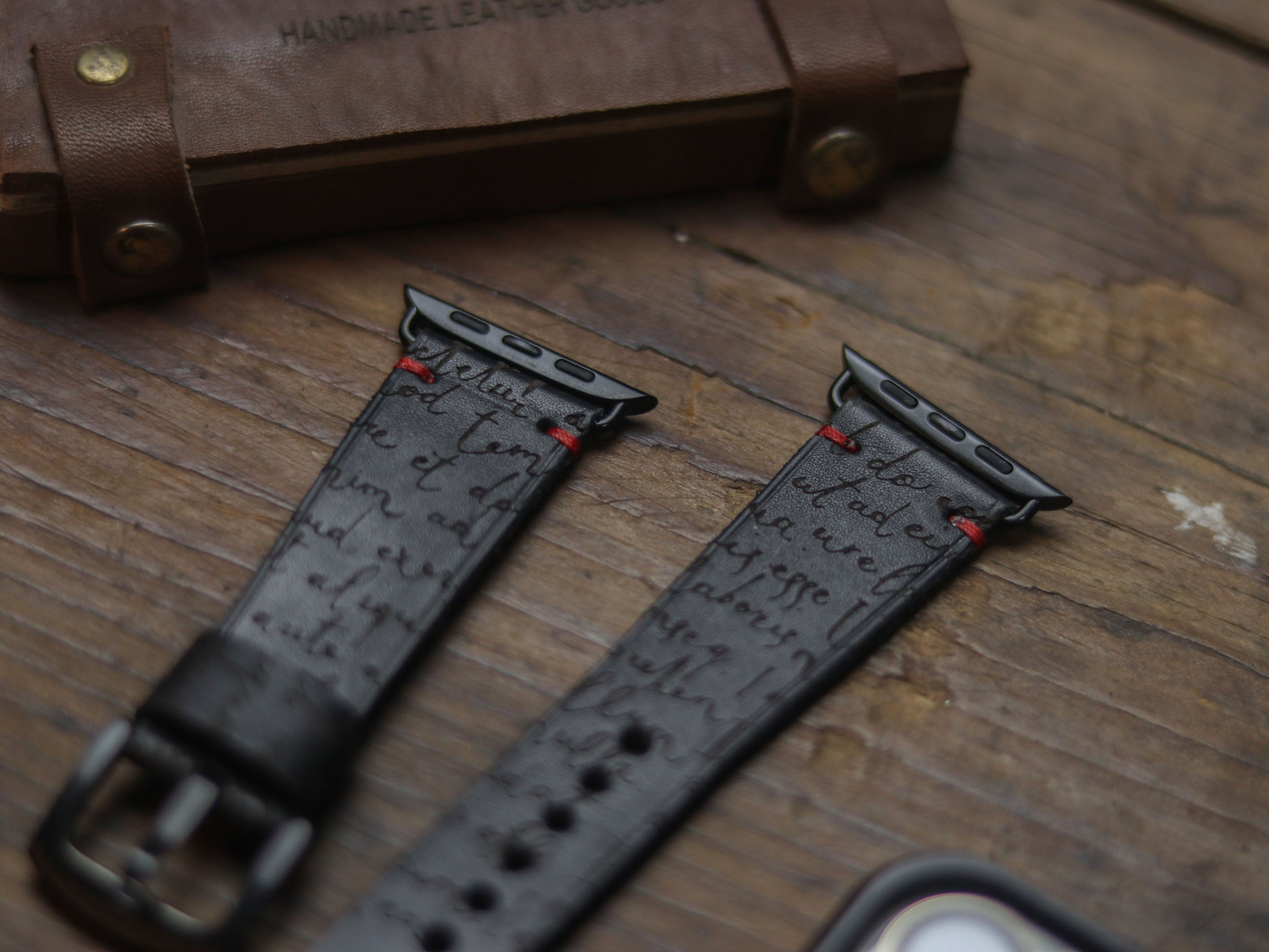 E3 ENGRAVED HAND-CRAFTED APPLE STRAPS - PHANTOM BLACK