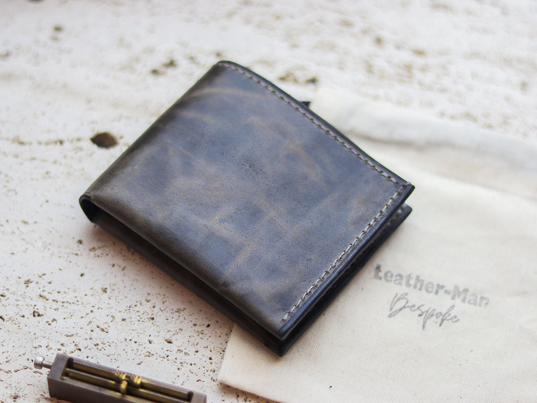 ATTICUS - Midnight Gray Veg Tan Waxed Pull Up Leather