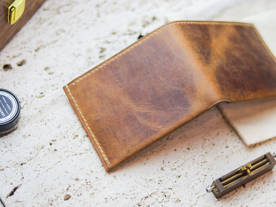 ATTICUS - Bronze Brown Veg Tan Waxed Pull Up Leather