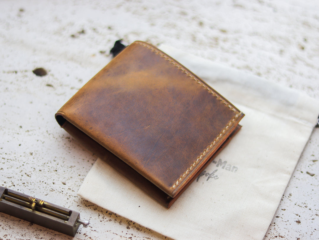 ATTICUS - Bronze Brown Veg Tan Waxed Pull Up Leather