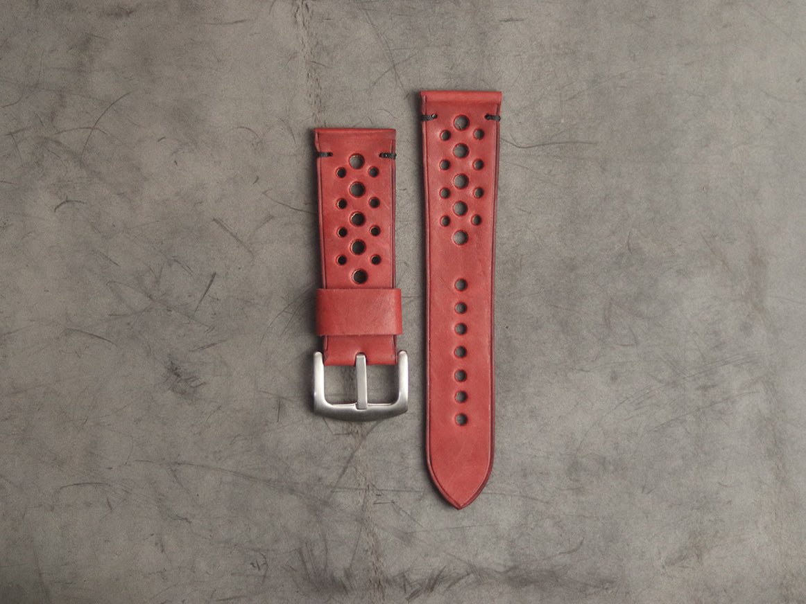 PRISMATIC RED RALLY HAND-CRAFTED LEATHER WATCH STRAPS