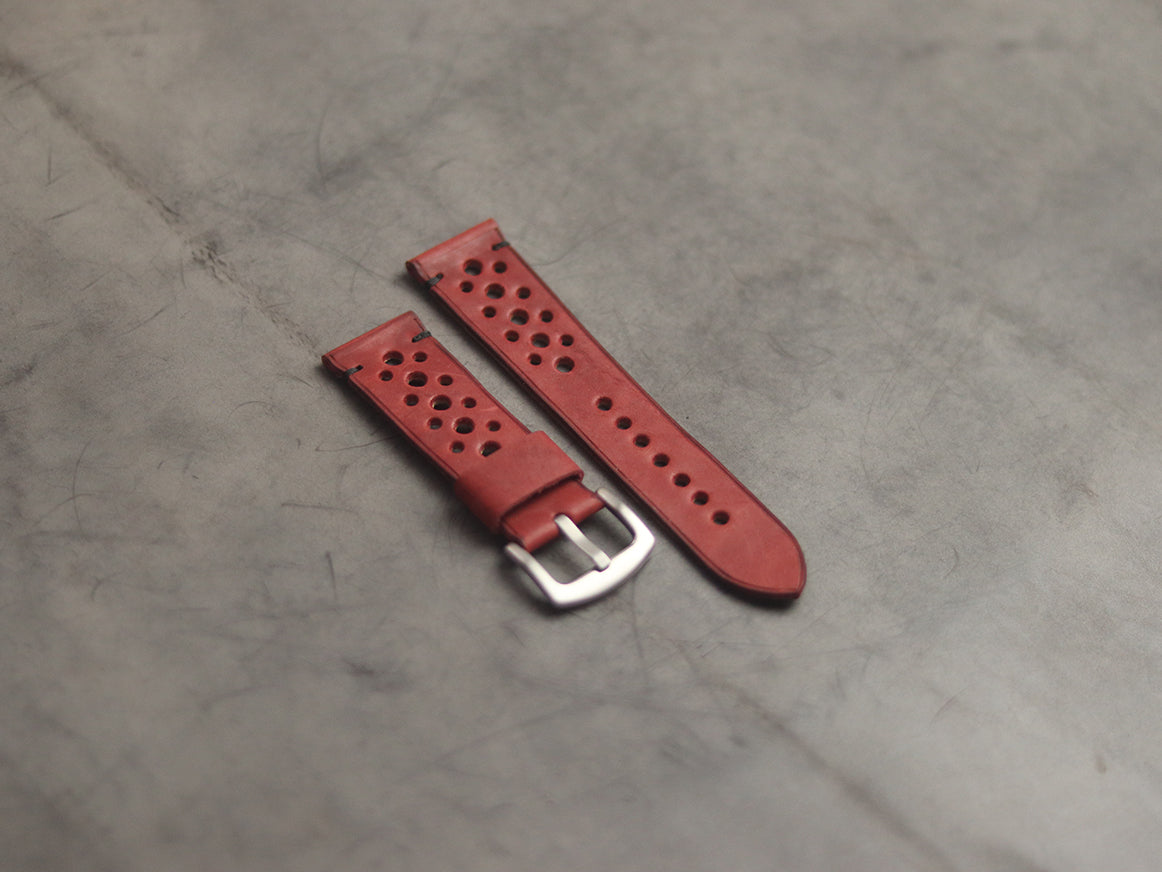 PRISMATIC RED RALLY HAND-CRAFTED LEATHER WATCH STRAPS