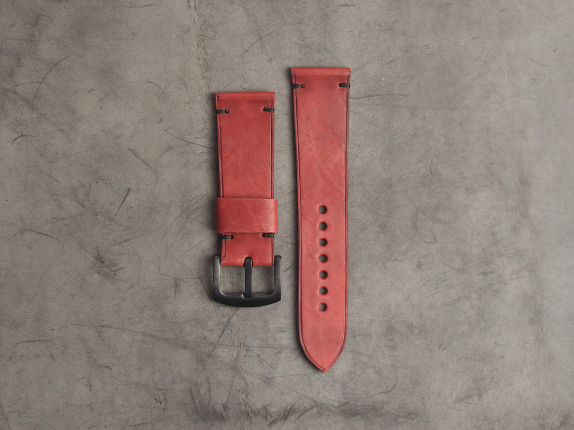 PRISMATIC RED MINIMAL STITCHED HAND-CRAFTED LEATHER WATCH STRAPS