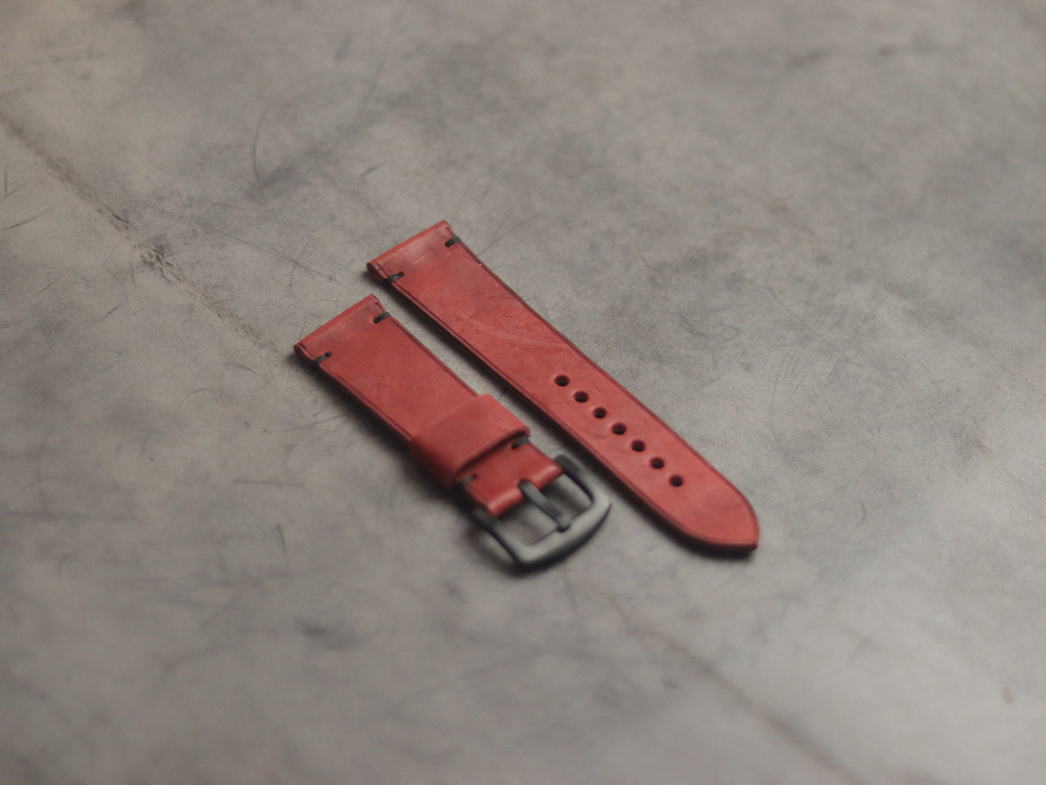 PRISMATIC RED MINIMAL STITCHED HAND-CRAFTED LEATHER WATCH STRAPS