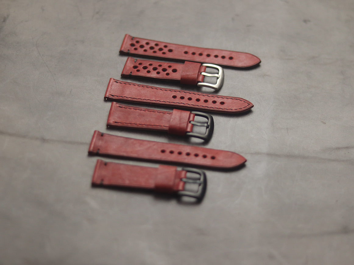 PRISMATIC RED RALLY HAND-CRAFTED LEATHER WATCH STRAPS