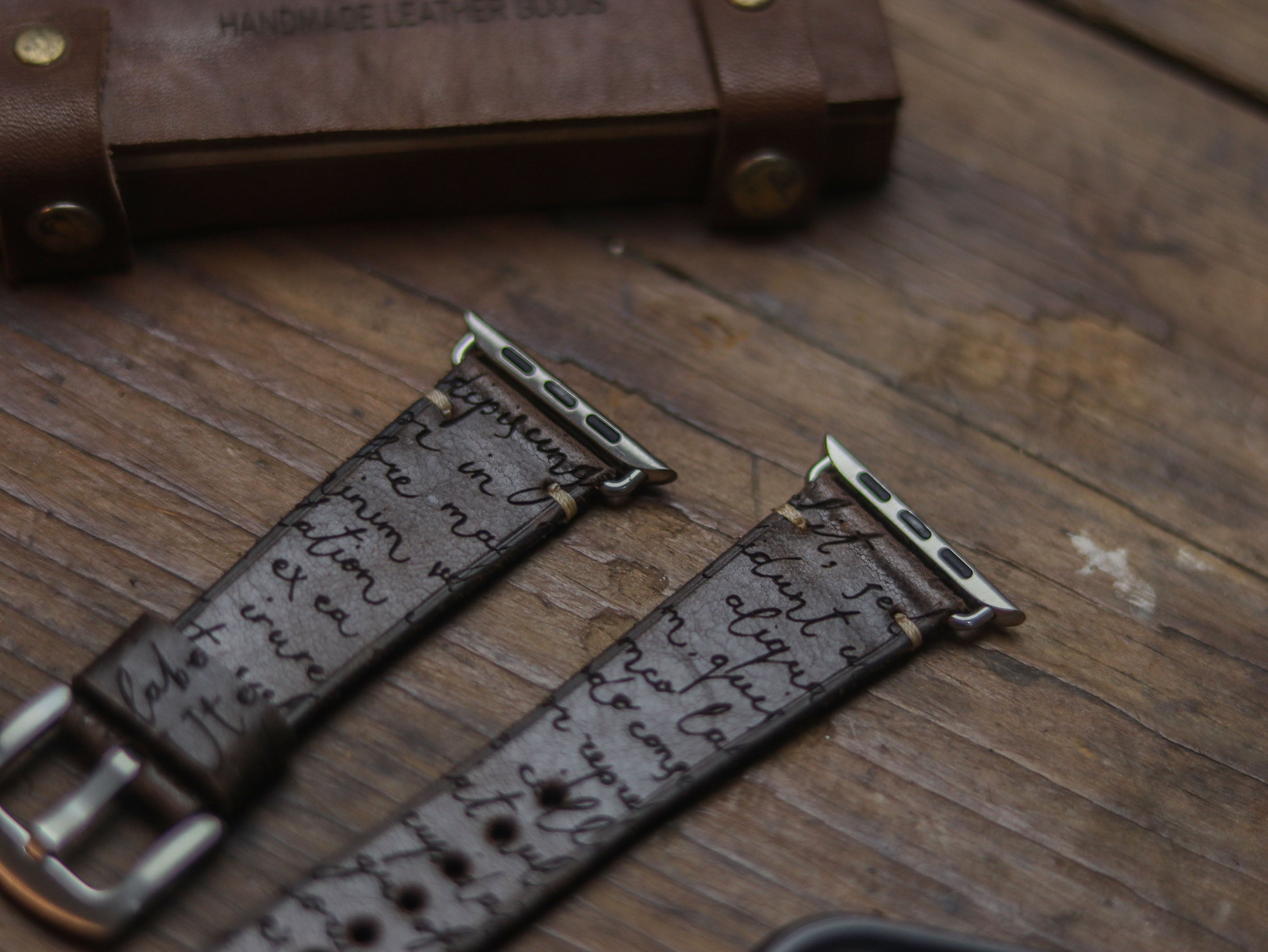E3 ENGRAVED HAND-CRAFTED APPLE STRAPS - WALNUT BROWN