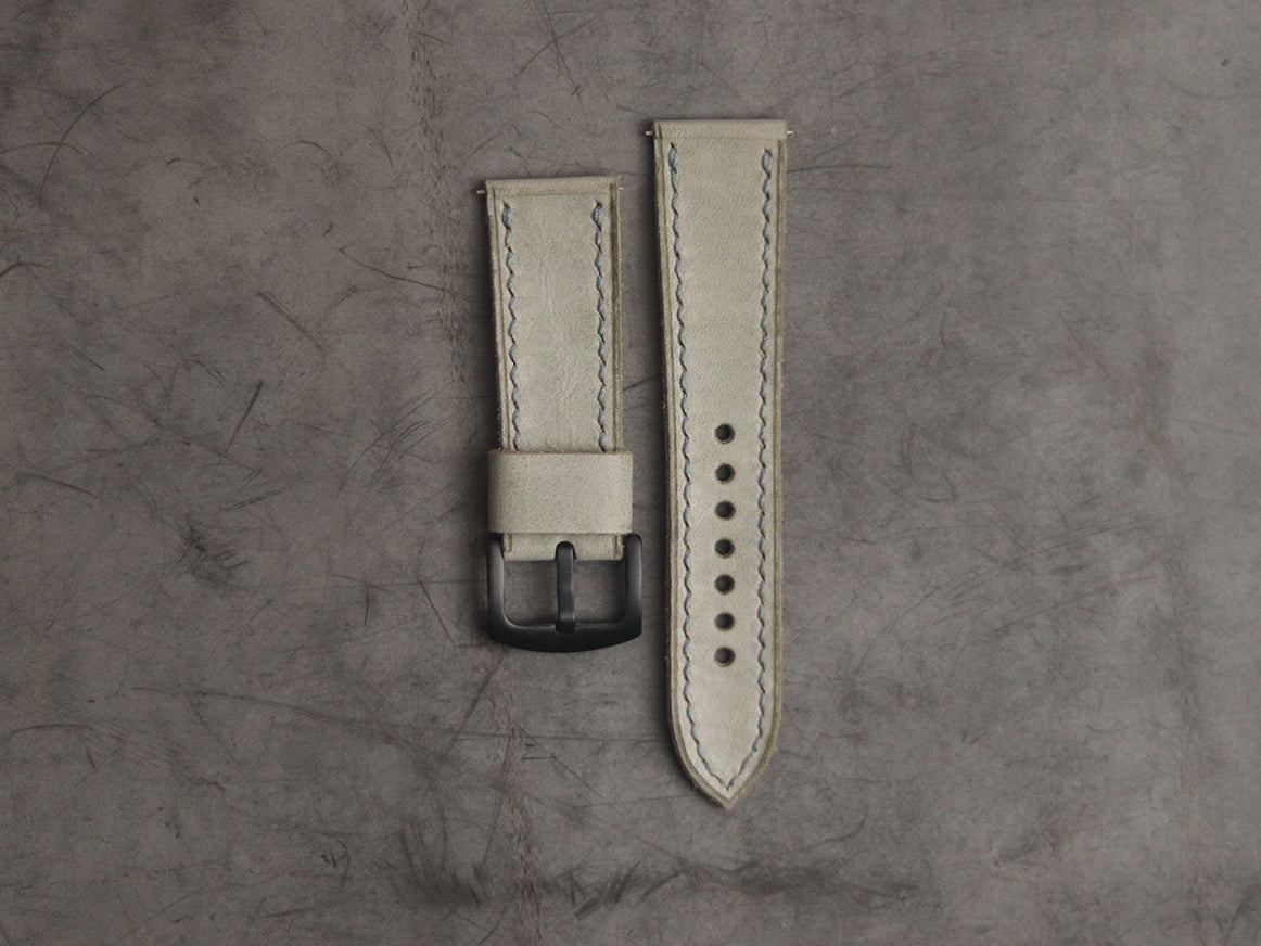MISTY GREY FULL STITCHED HAND-CRAFTED LEATHER WATCH STRAPS