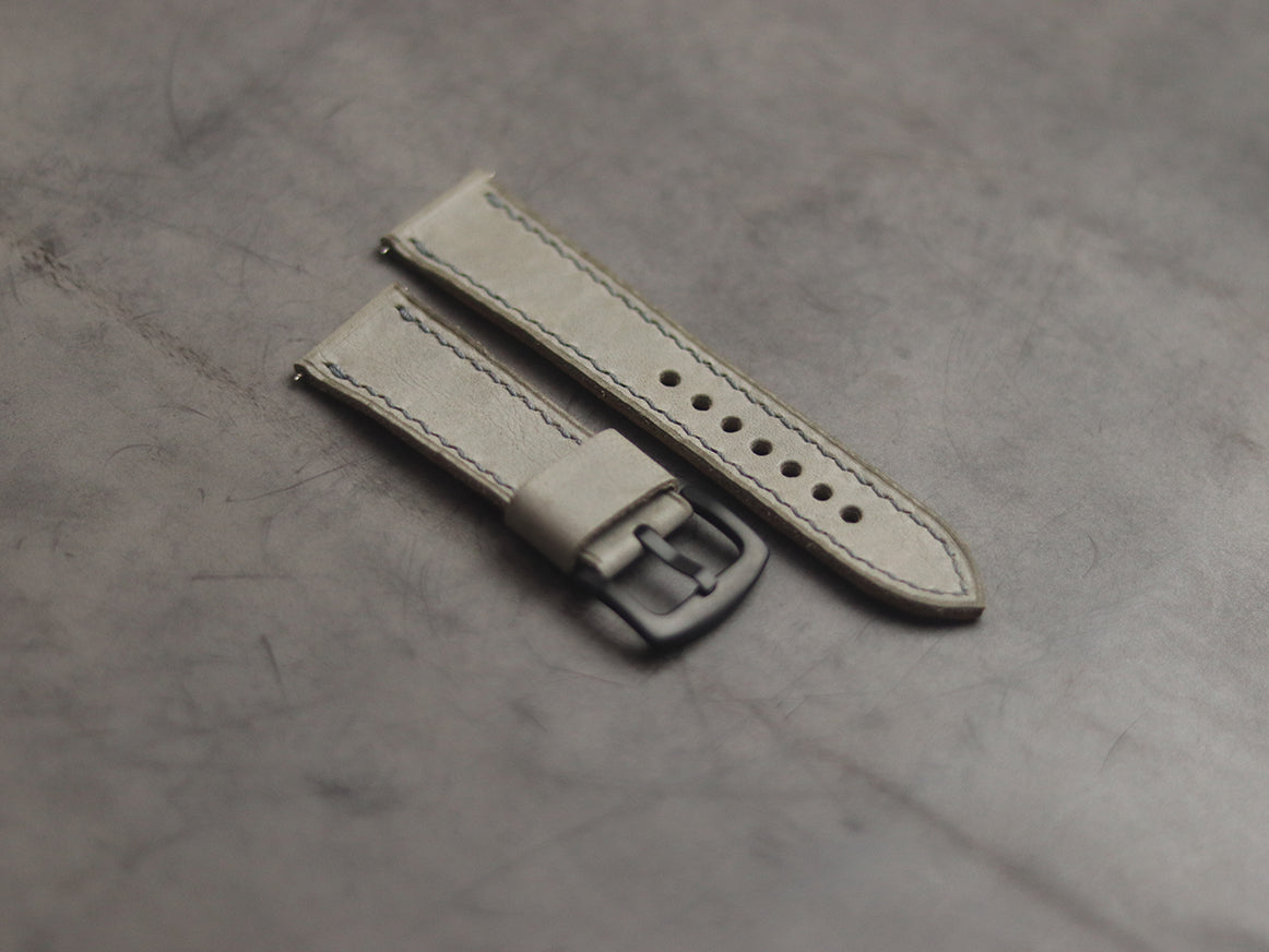 MISTY GREY FULL STITCHED HAND-CRAFTED LEATHER WATCH STRAPS