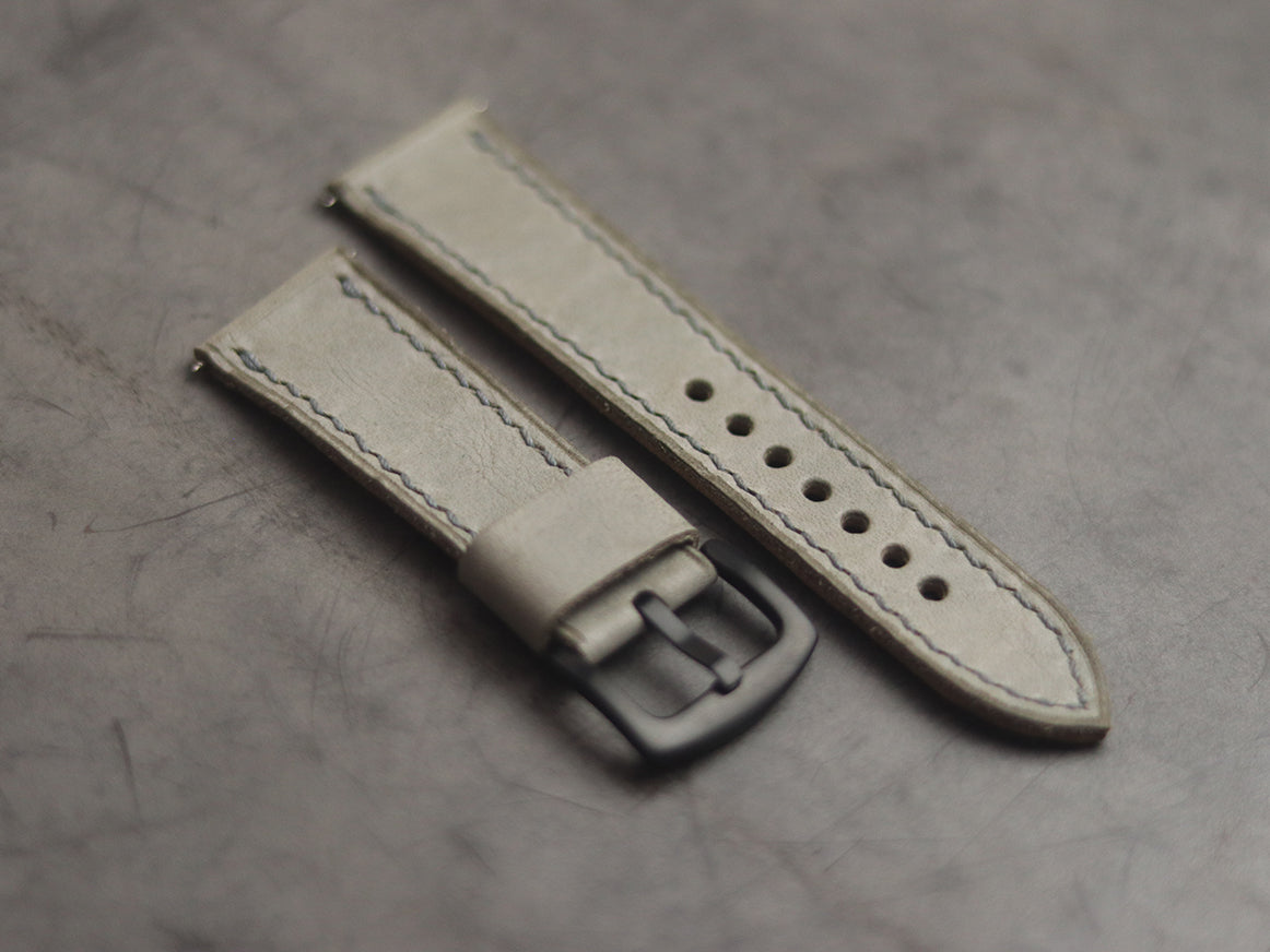 MISTY GREY FULL STITCHED HAND-CRAFTED LEATHER WATCH STRAPS