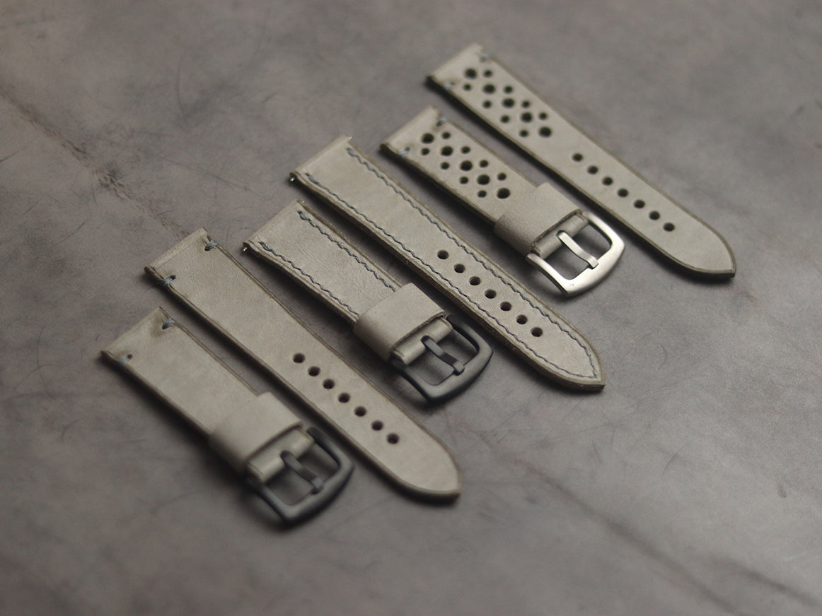 MISTY GREY MINIMAL STITCHED HAND-CRAFTED LEATHER WATCH STRAPS
