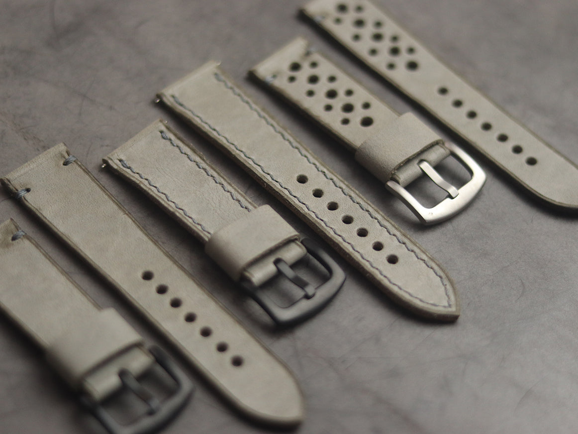 MISTY GREY MINIMAL STITCHED HAND-CRAFTED LEATHER WATCH STRAPS