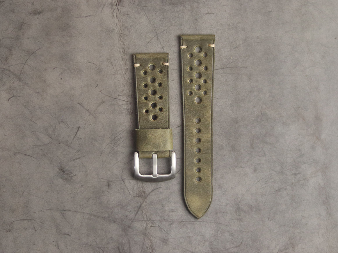 SEAWEED GREEN RALLY HAND-CRAFTED LEATHER WATCH STRAPS