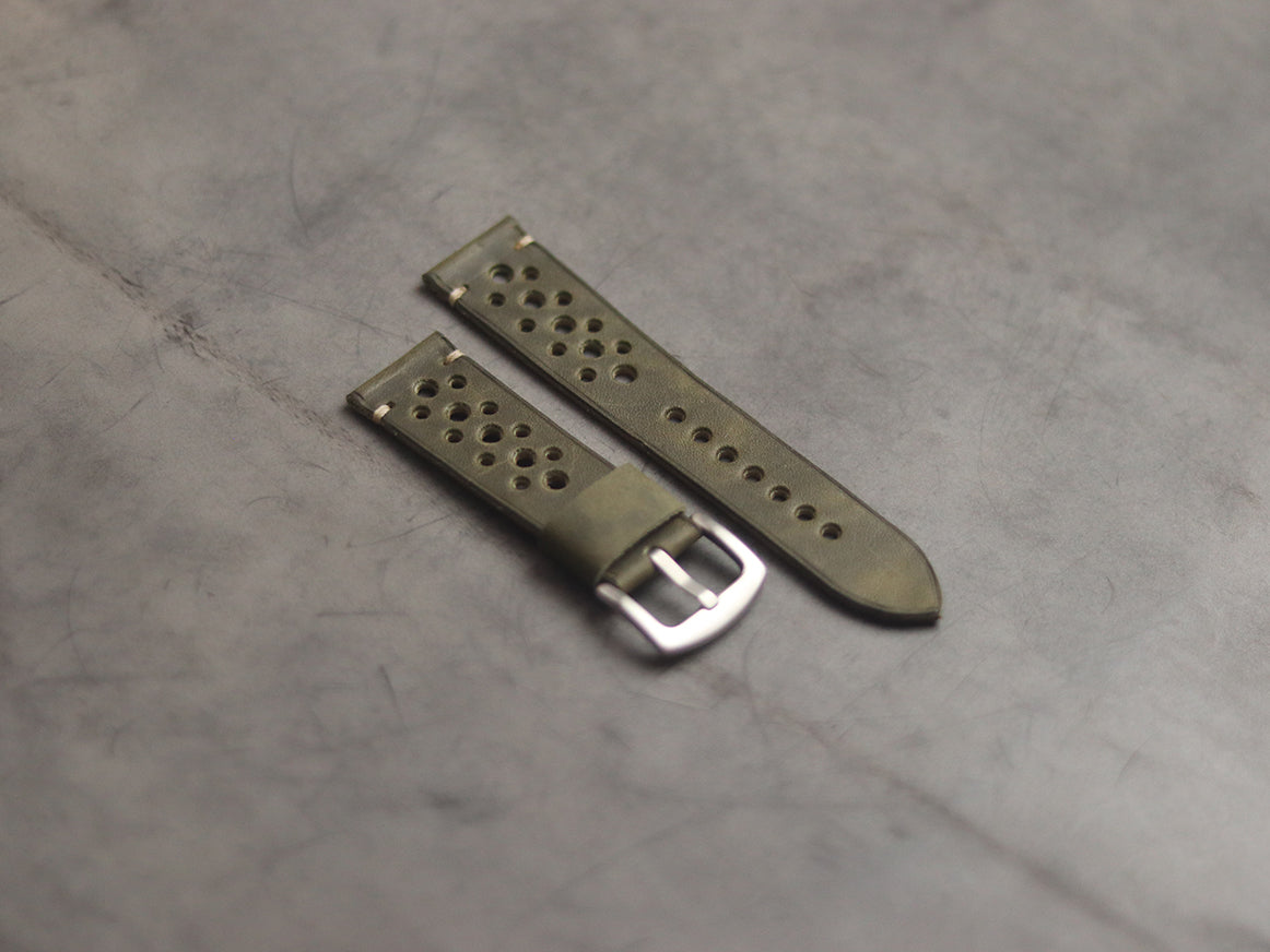 SEAWEED GREEN RALLY HAND-CRAFTED LEATHER WATCH STRAPS