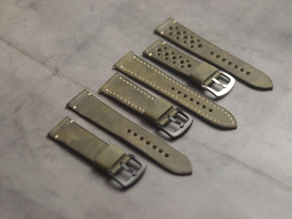 SEAWEED GREEN RALLY HAND-CRAFTED LEATHER WATCH STRAPS