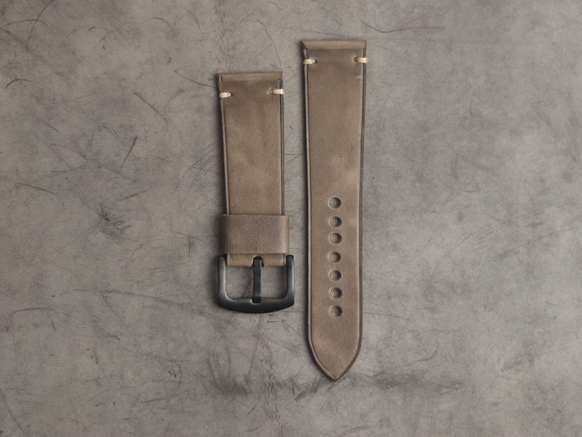 CHARCOAL GREY MINIMAL STITCHED HAND-CRAFTED LEATHER WATCH STRAPS