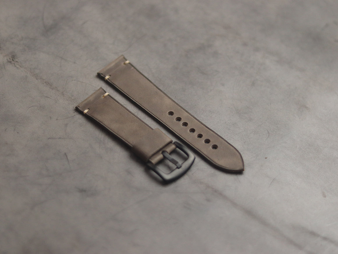 CHARCOAL GREY MINIMAL STITCHED HAND-CRAFTED LEATHER WATCH STRAPS