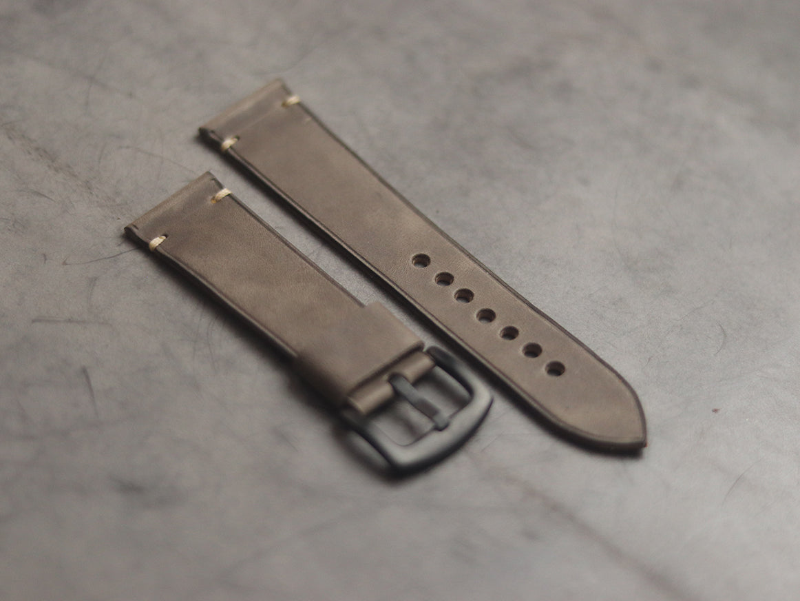 CHARCOAL GREY MINIMAL STITCHED HAND-CRAFTED LEATHER WATCH STRAPS