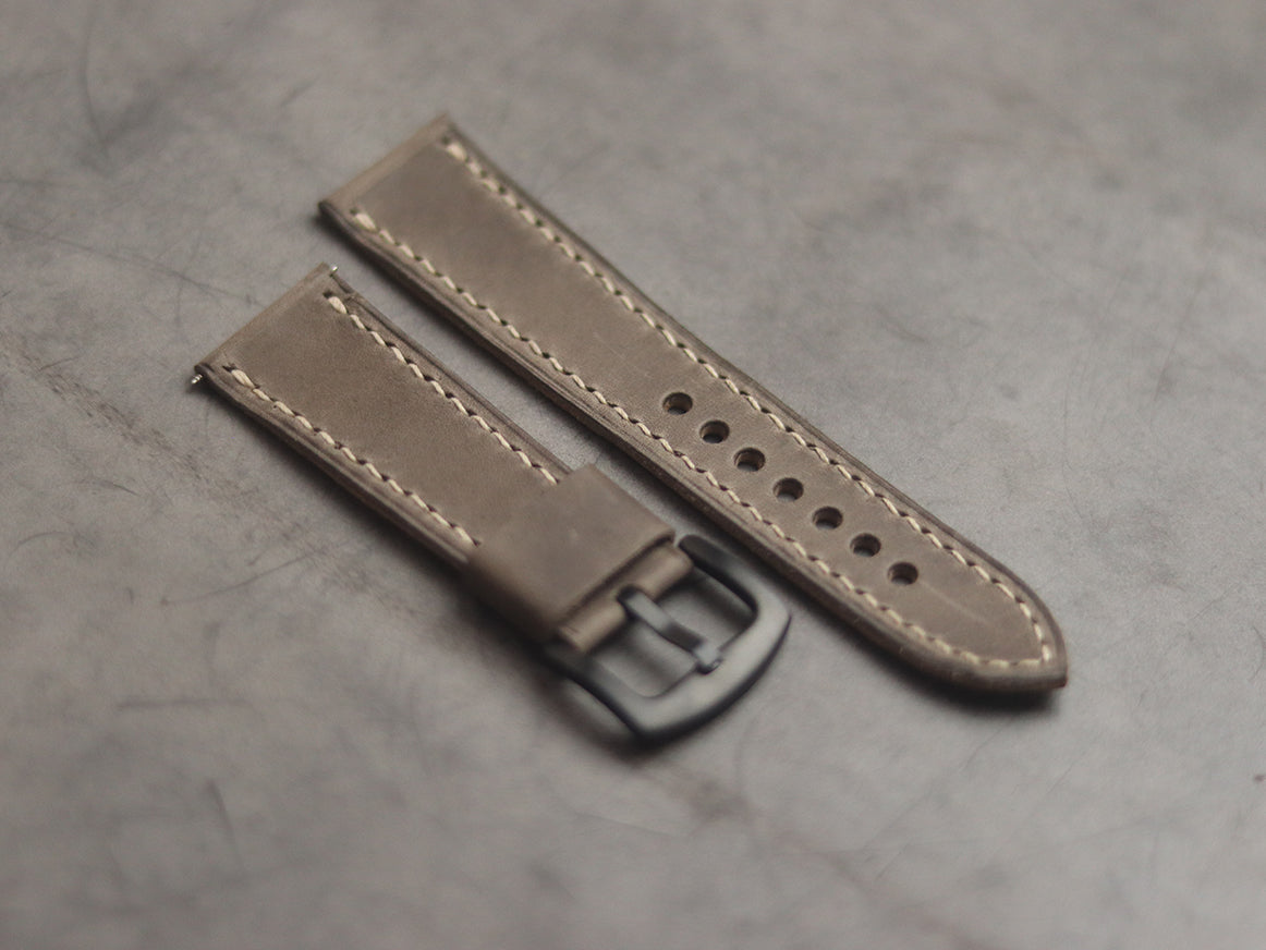 CHARCOAL GREY FULL STITCHED HAND-CRAFTED LEATHER WATCH STRAPS