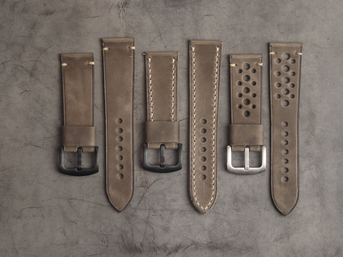 CHARCOAL GREY MINIMAL STITCHED HAND-CRAFTED LEATHER WATCH STRAPS