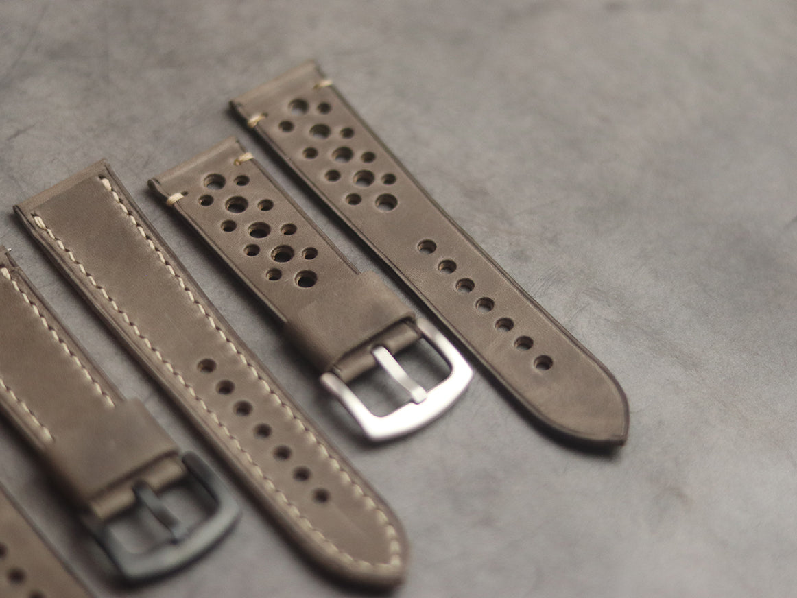 CHARCOAL GREY MINIMAL STITCHED HAND-CRAFTED LEATHER WATCH STRAPS
