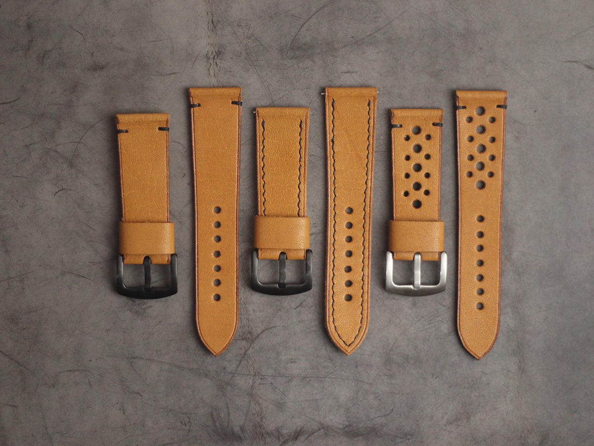 MUSTARD MINIMAL STITCHED HAND-CRAFTED LEATHER WATCH STRAPS