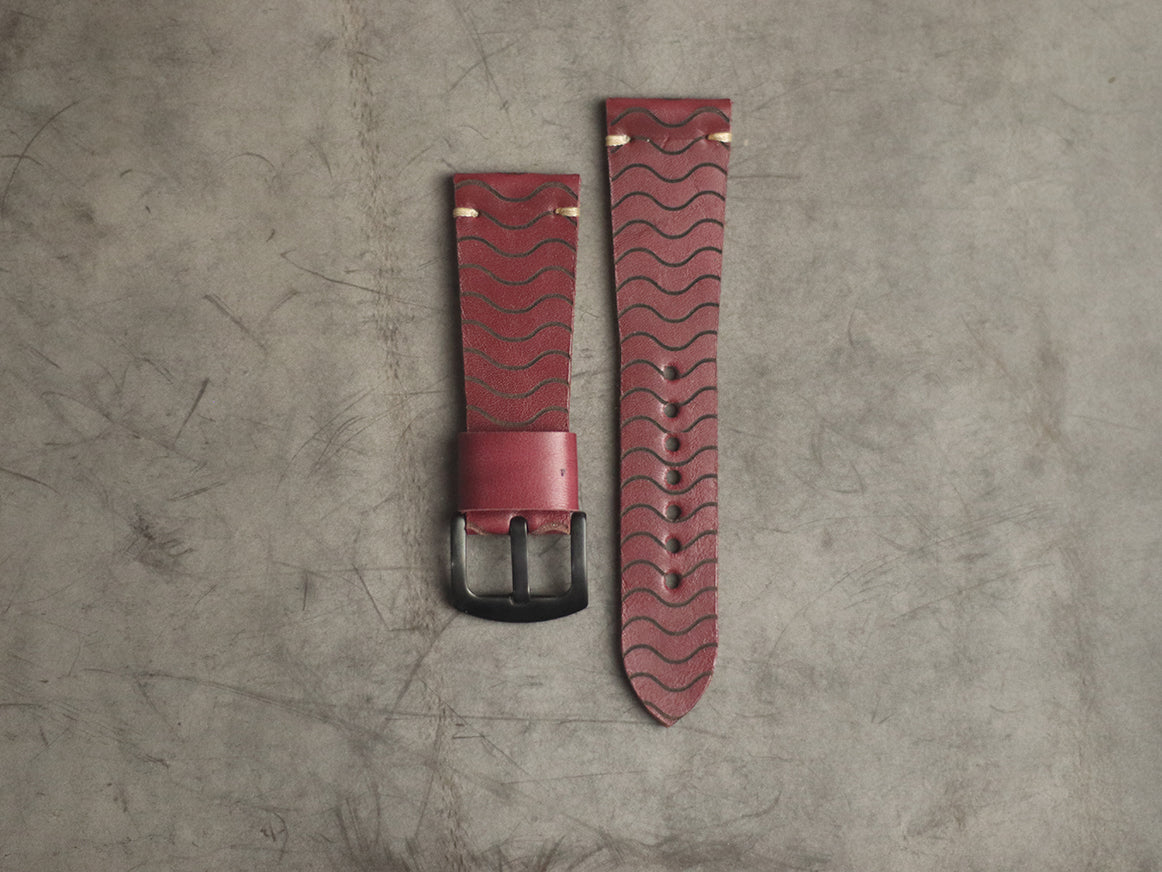 "E2" ENGRAVED STRAPS - CARMINE BURGUNDY
