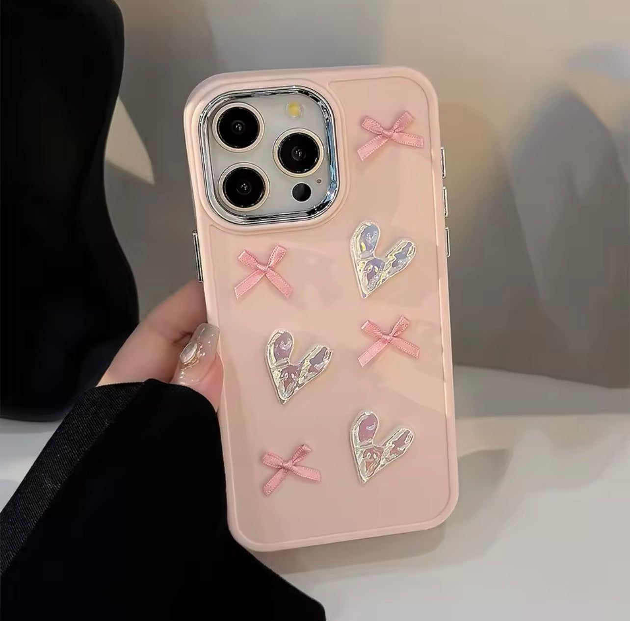 Pink Heart Bow Phone Case-GRIP grip